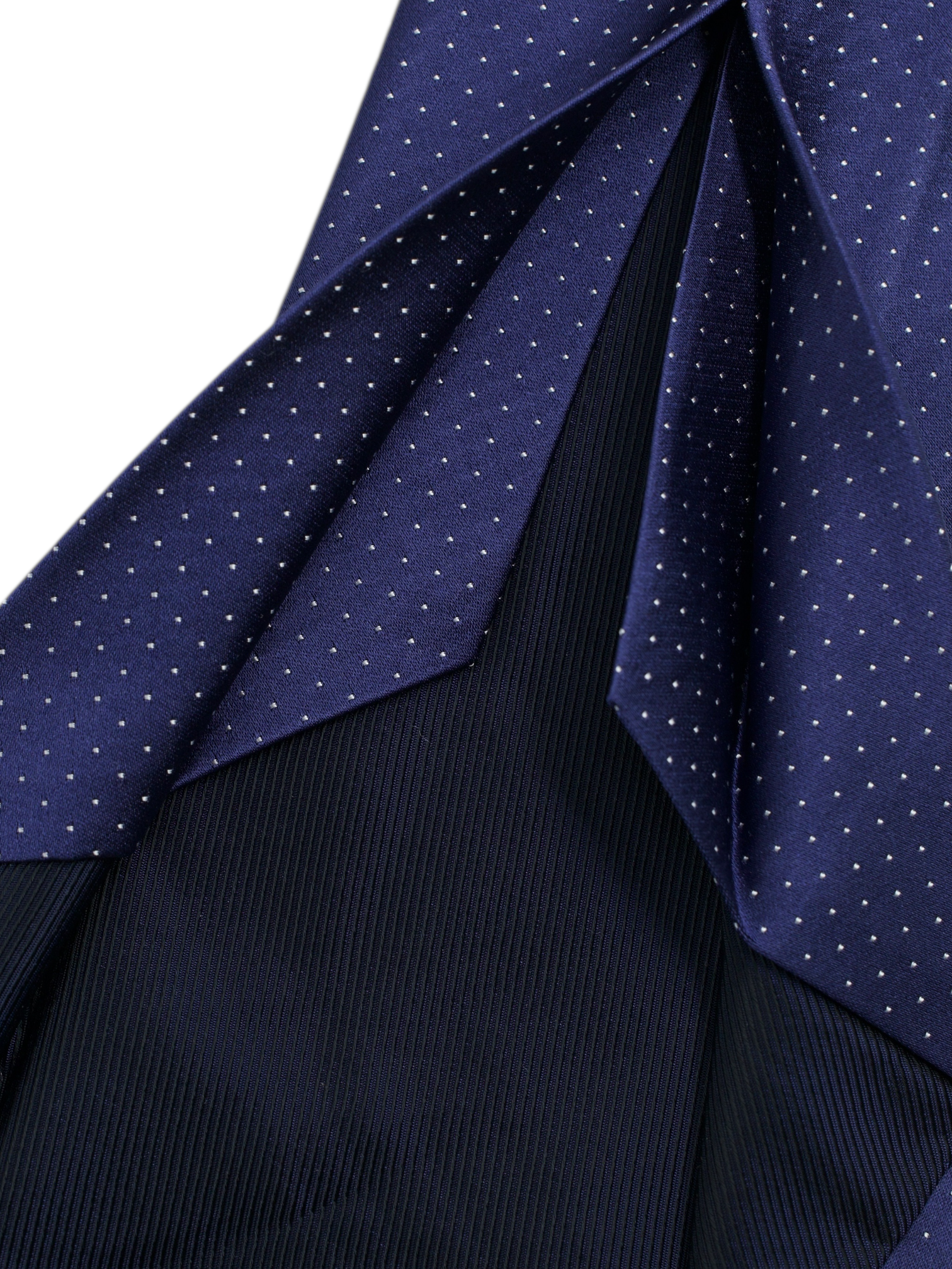 Luigi Borrelli 5-Fold Dark Blue Silk Symmetric Polkadot Tie