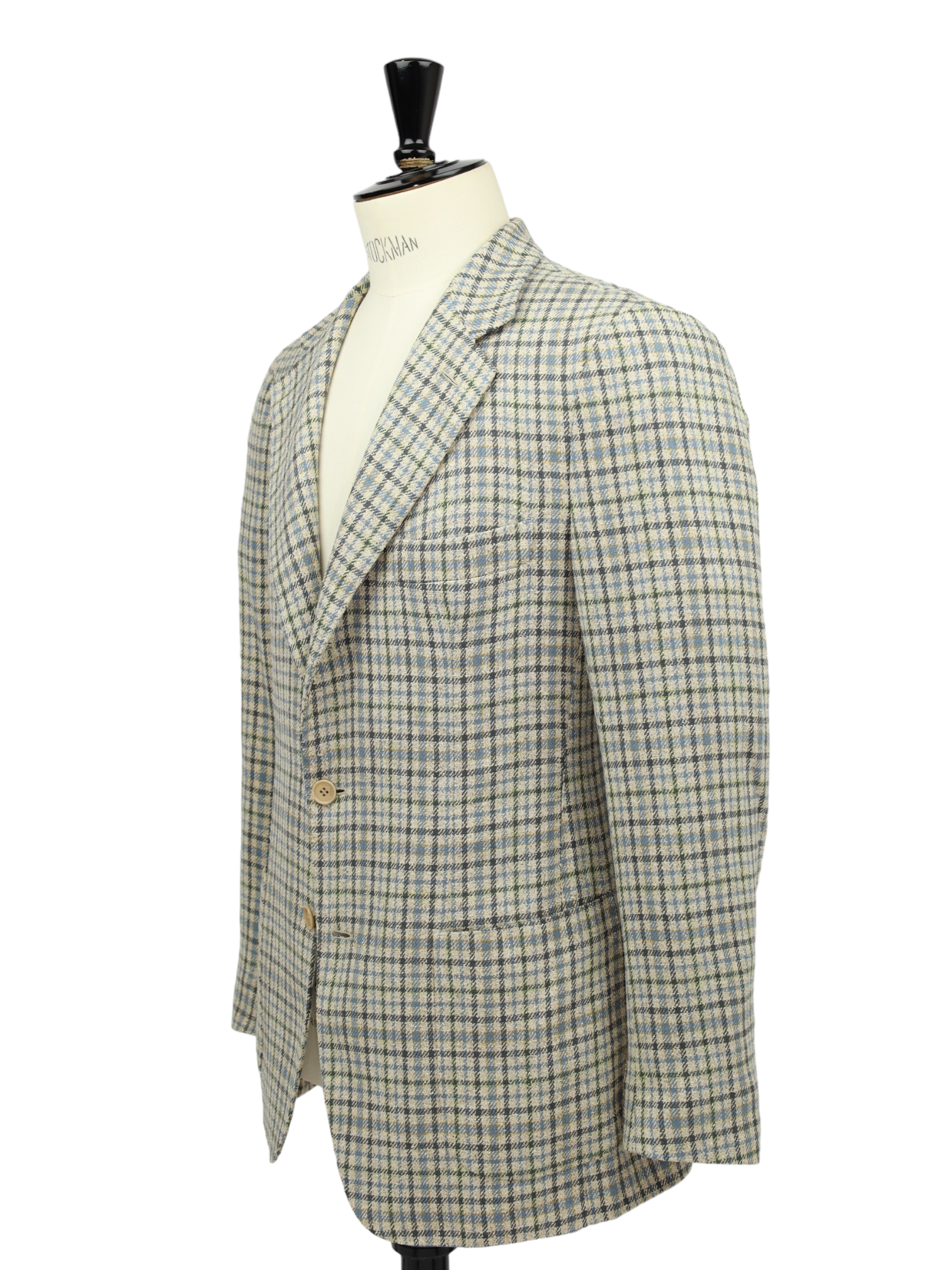 Loro Piana Sand & Turquoise Silk Gingham Check Jacket