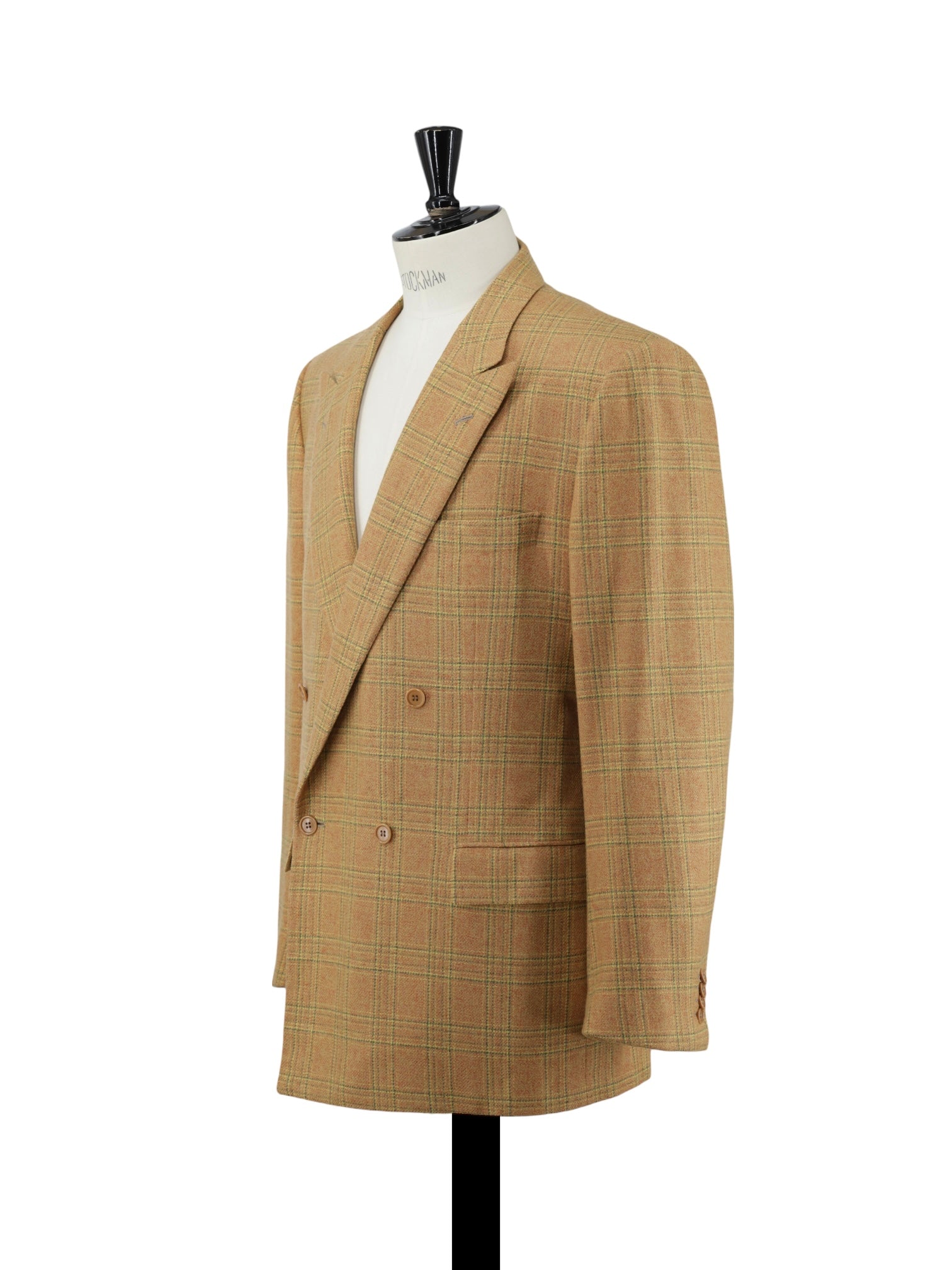 Kiton Orange Pure Plushy-Cashmere Double Breasted Windowpane Jacket