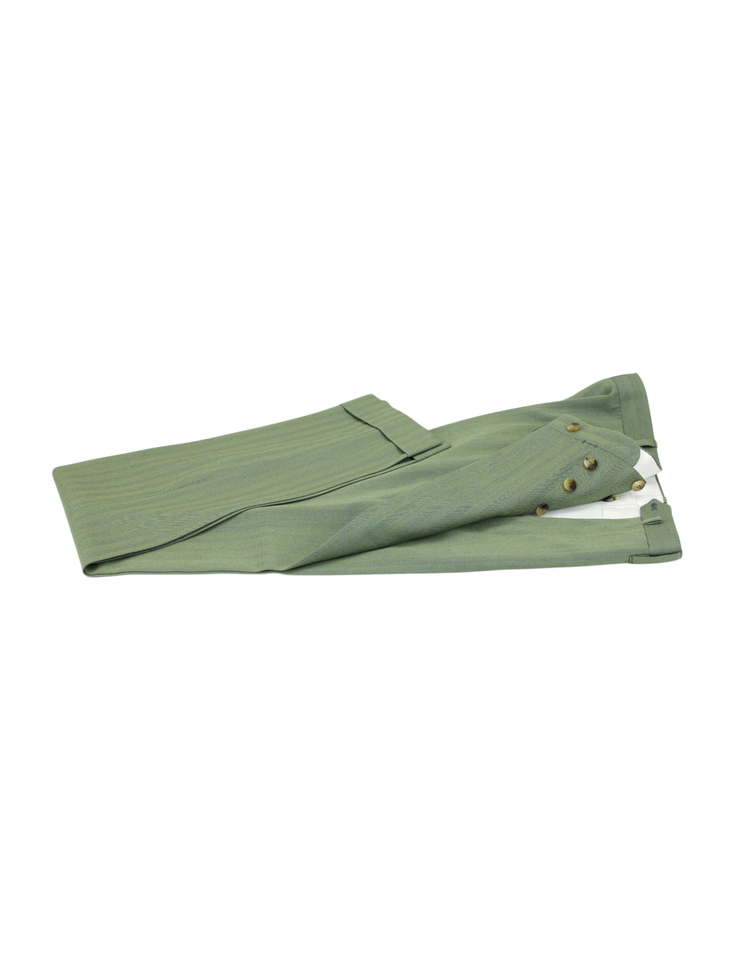Cesare Attolini Forest-Sage Green Wool Herringbone "Solaro" Suit