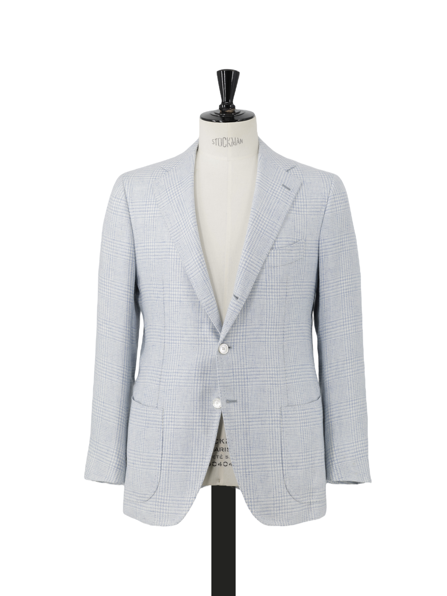 Cesare Attolini Ice Blue Wool Linen Prince of Wales Jacket