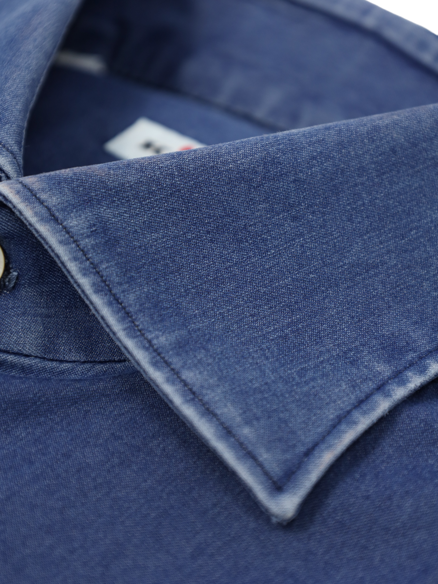 Kiton Denim Blue Chambray Cotton Shirt