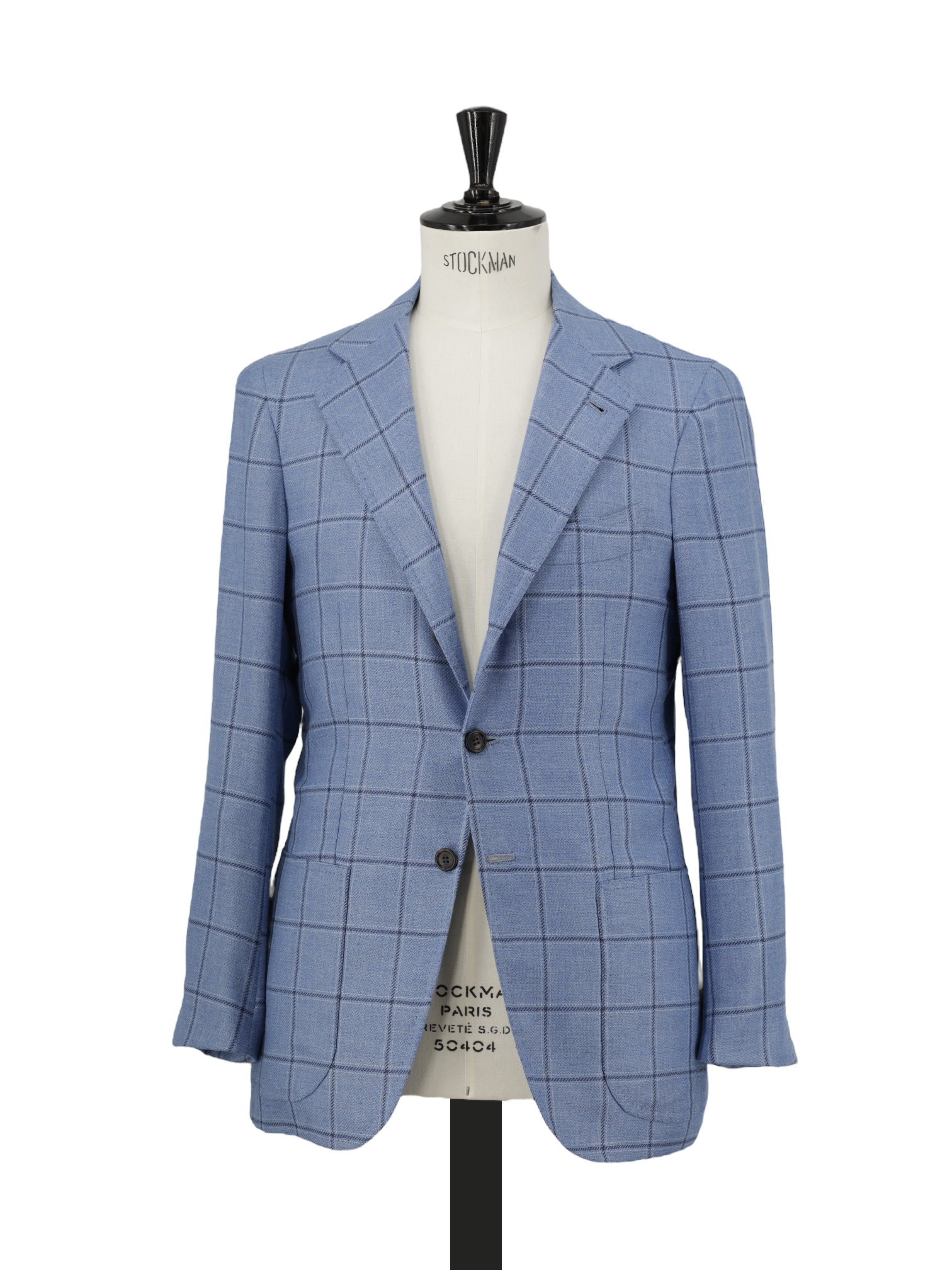 Orazio Luciano Light Blue Cashmere & Silk Windowpane Jacket