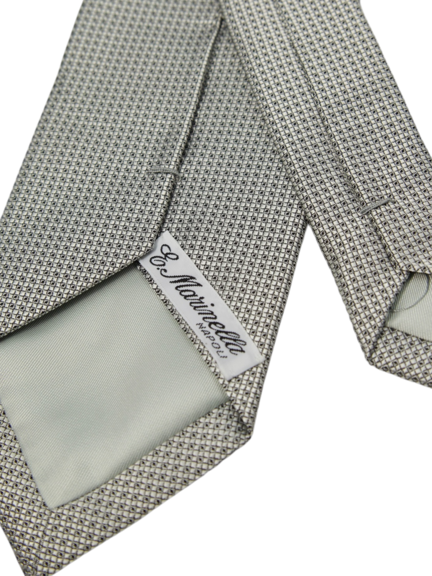 E. Marinella Silver Geometric Silk Tie