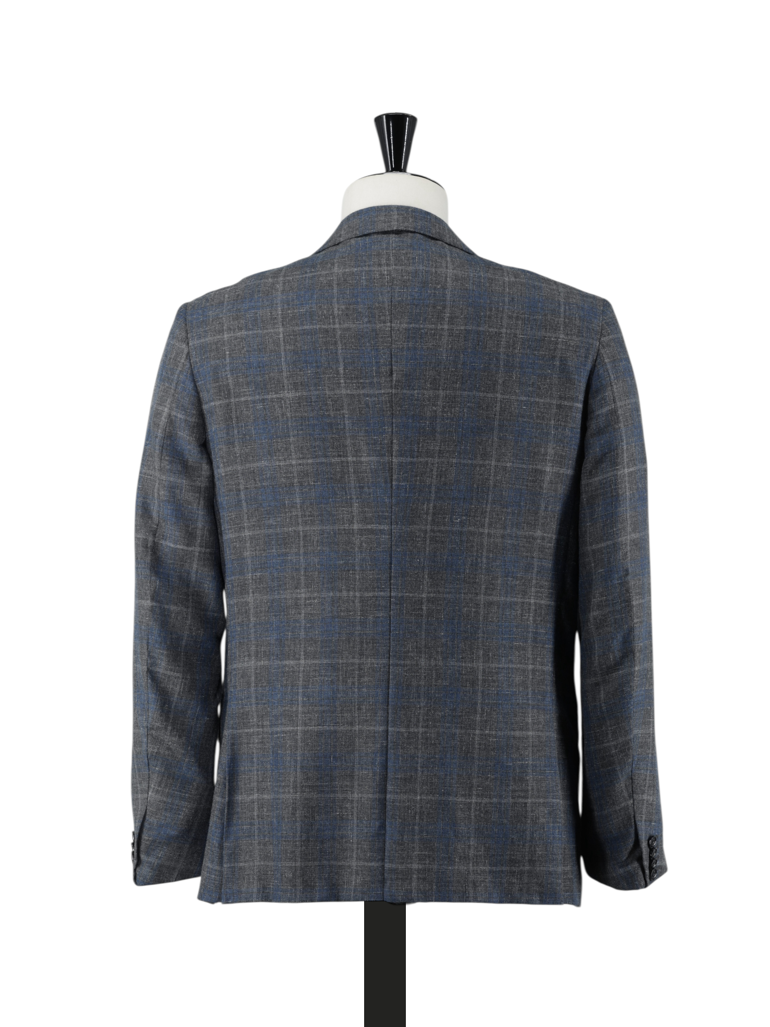 Ermenegildo Zegna Grey & Blue Cashmere, Silk & Hemp Checkered "Milano Easy" Jacket