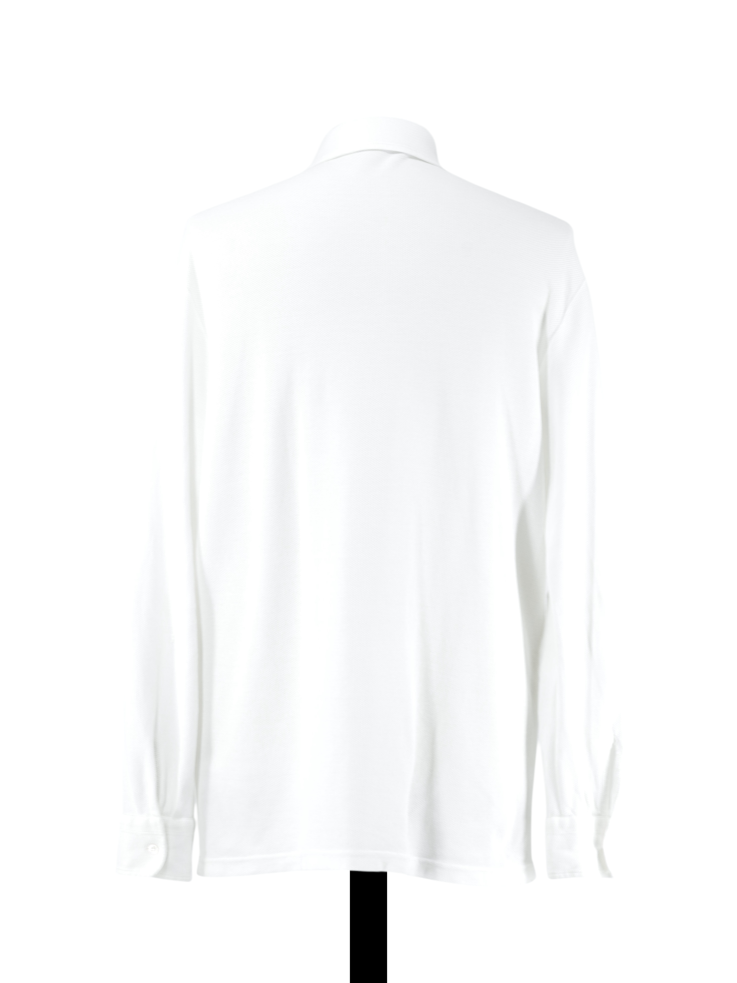 Loro Piana White Cotton Piqué Long-Sleeve Pop-Over Shirt
