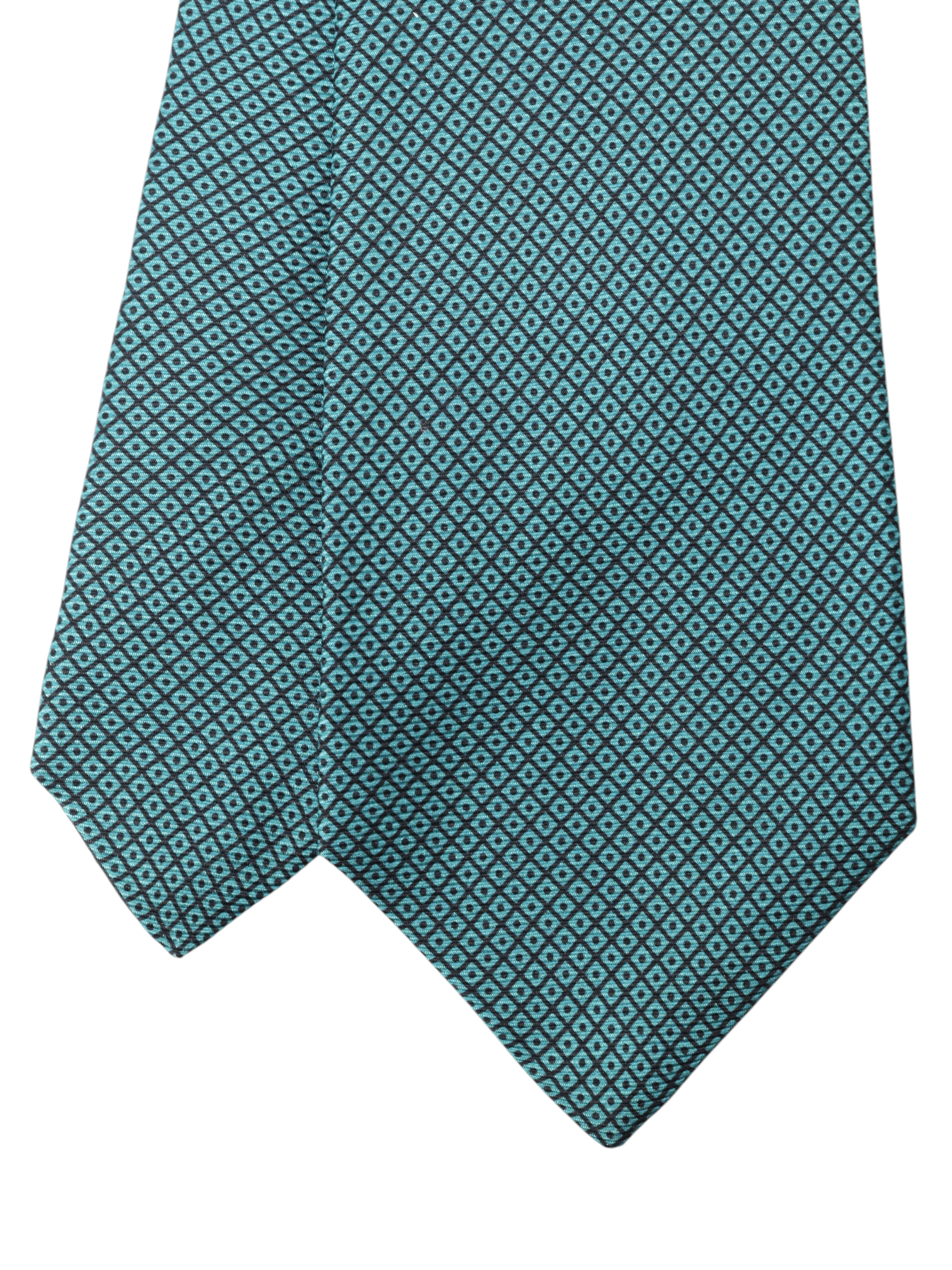 Kiton 5-Fold Teal Green Silk Micro-Pattern Self-Tipped Tie
