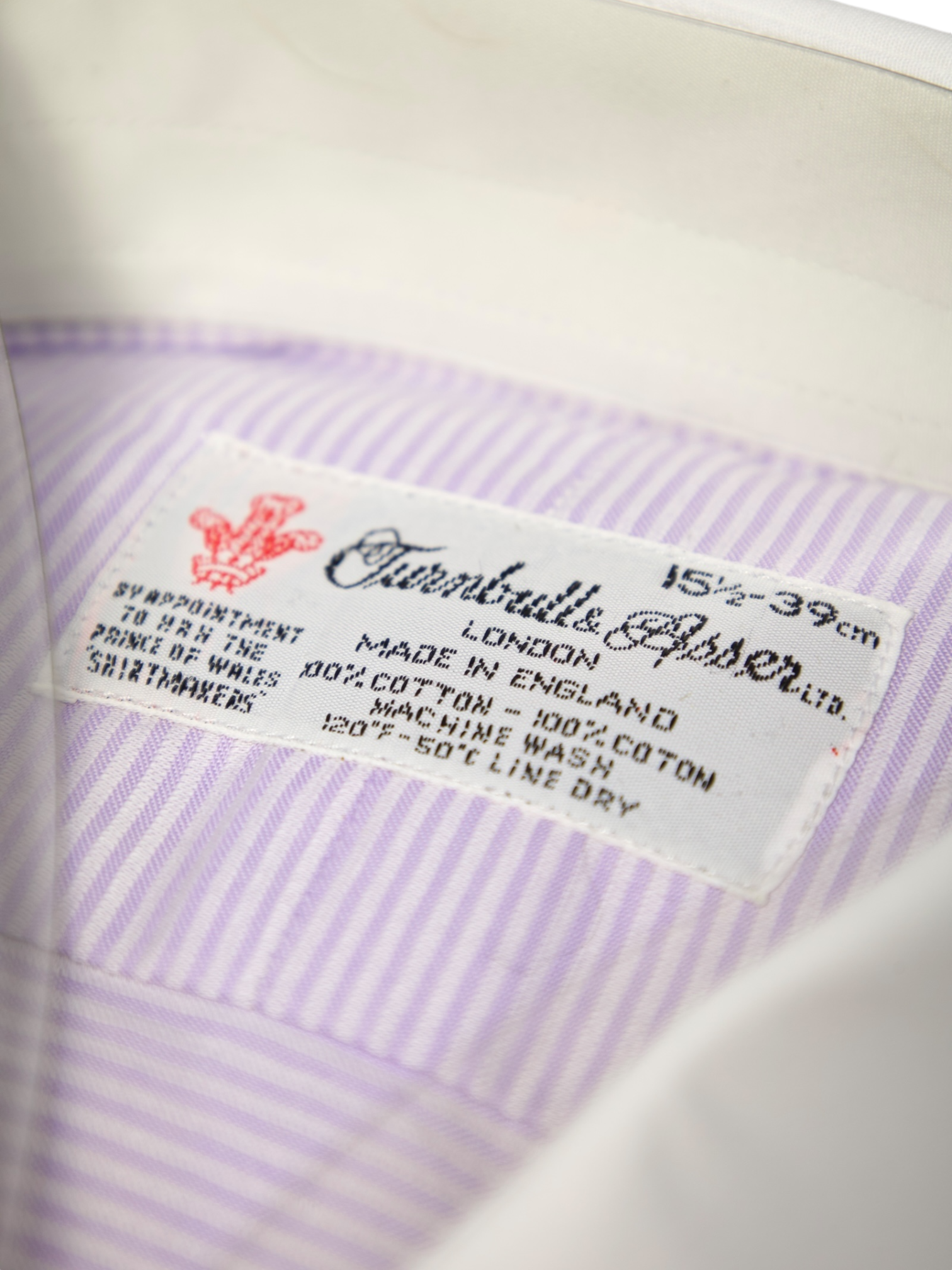 Turnbull & Asser Lavender Contrast Collar Horizontal-Stripe Shirt