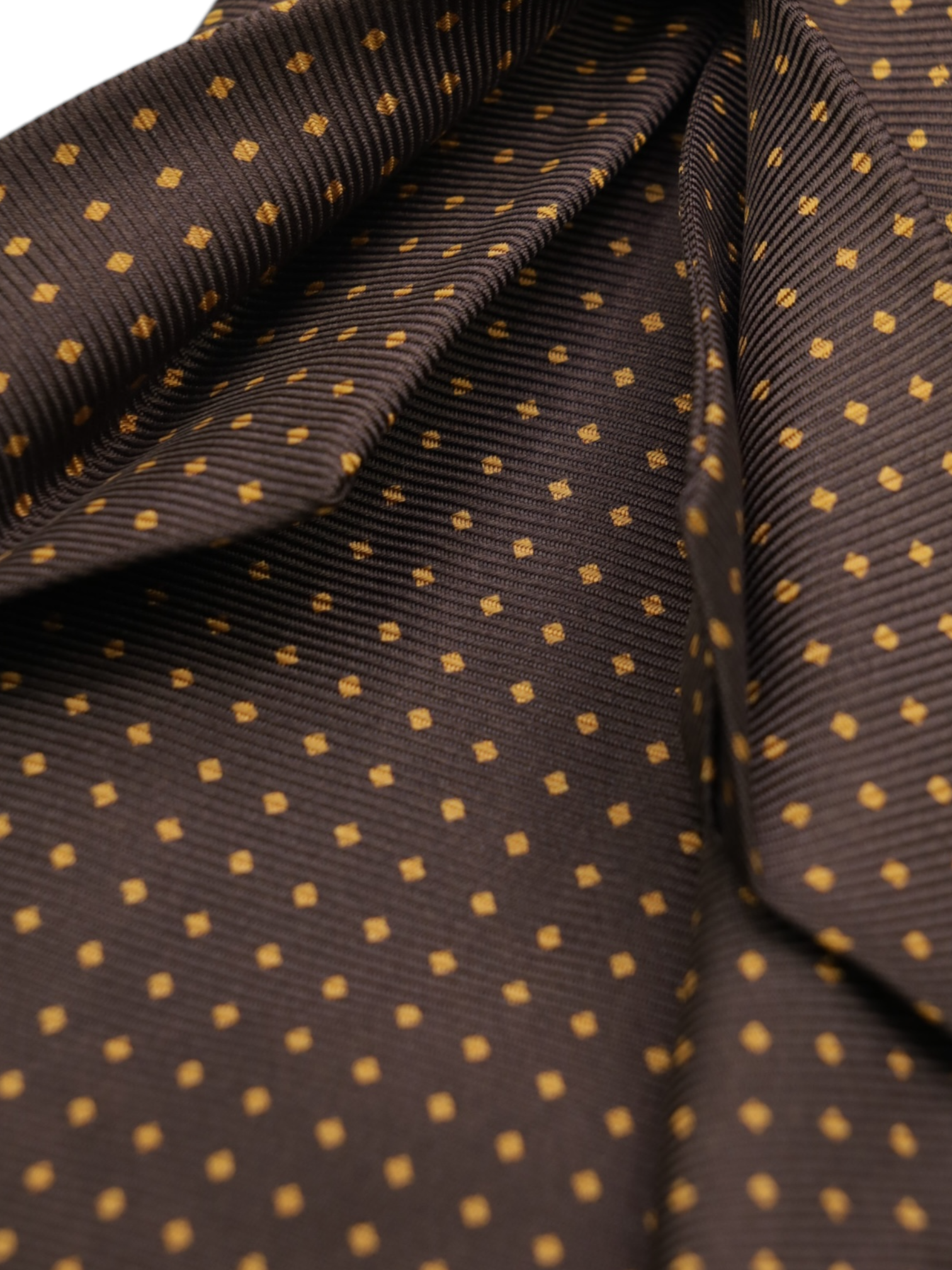 Kiton 5-Fold Chocolate Brown & Burnt Orange Silk Polkadot Tie