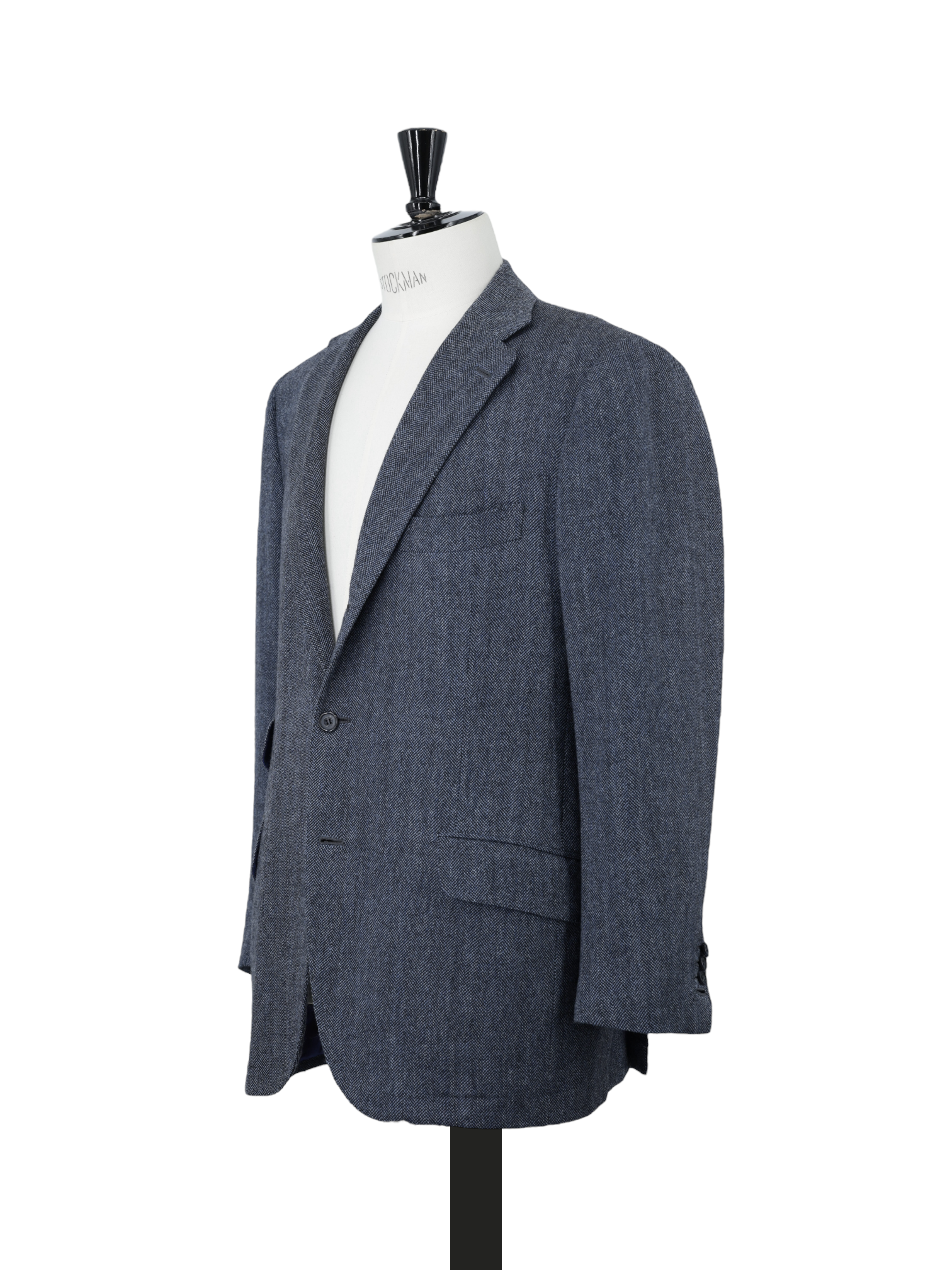 Kiton Steel Blue Pure-Wool Speckled Herringbone Winter Jacket