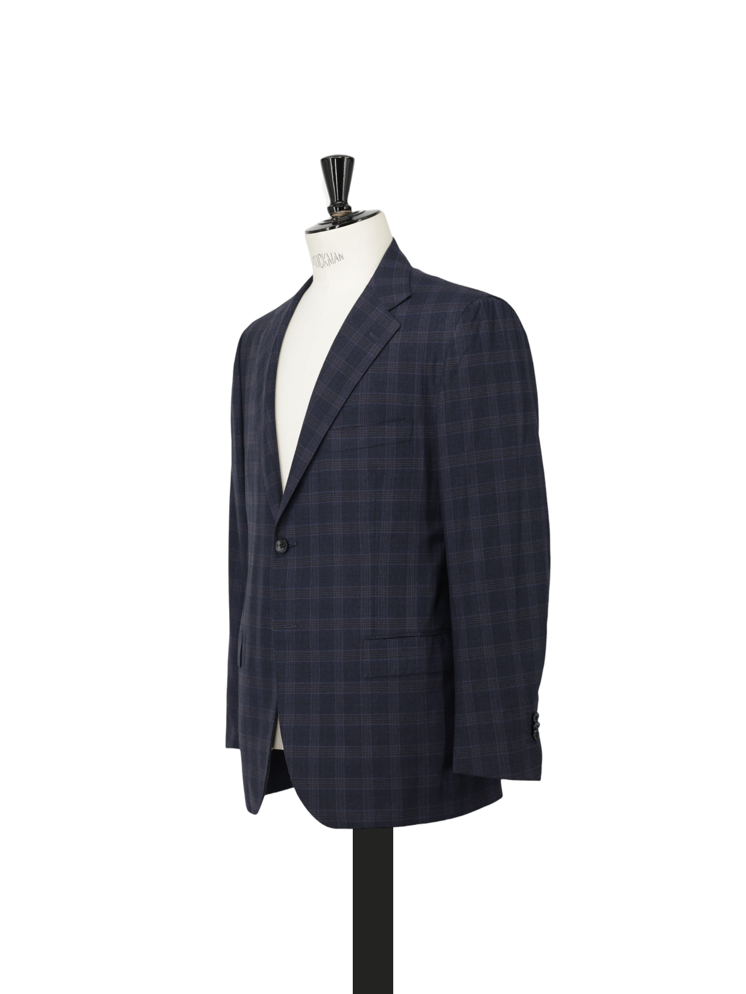 Kiton Navy & Red 14-Micron Wool Glenplaid Jacket