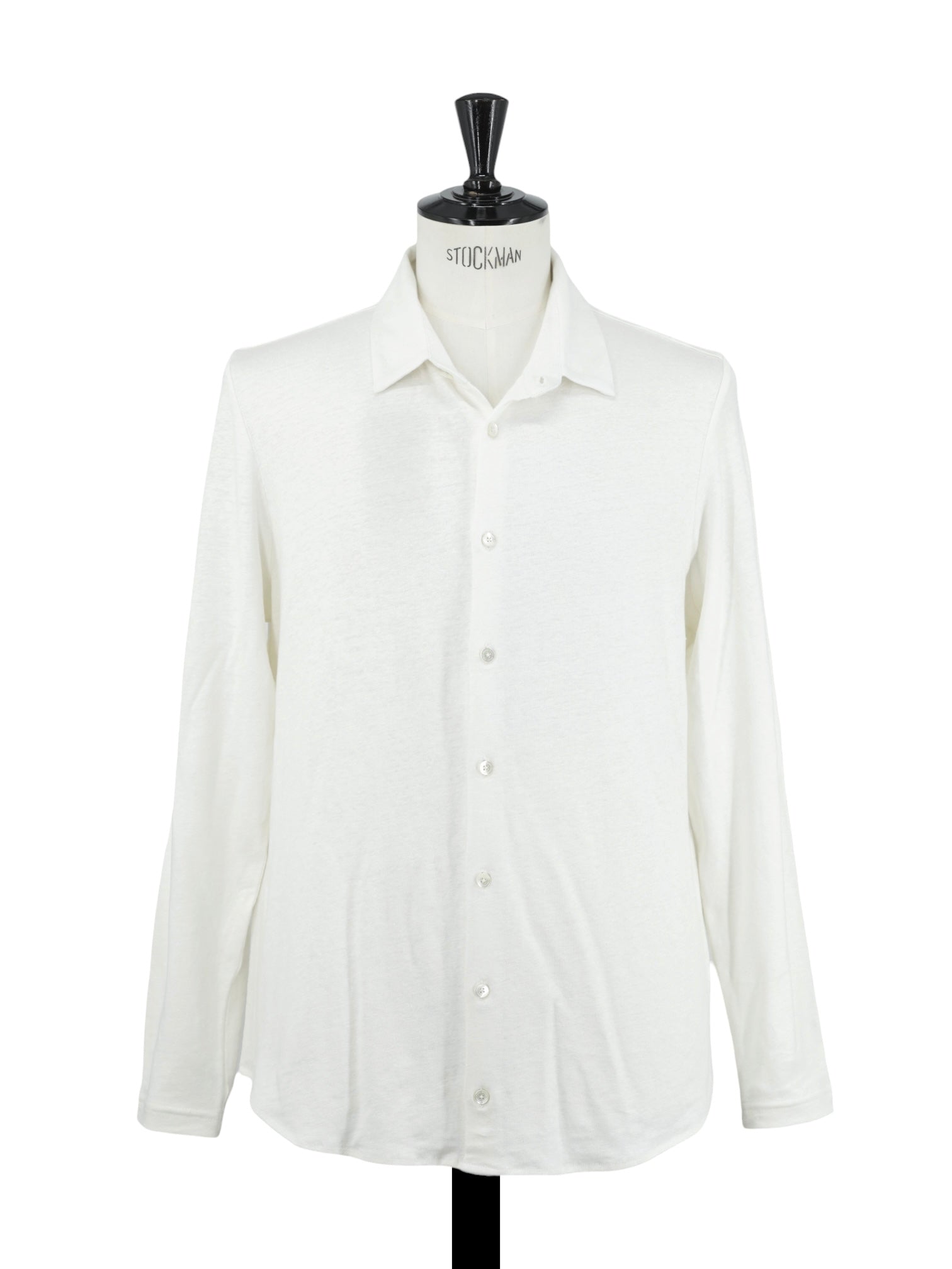 Stefan Brandt Offwhite Linen-Stretch Button-Up Polo