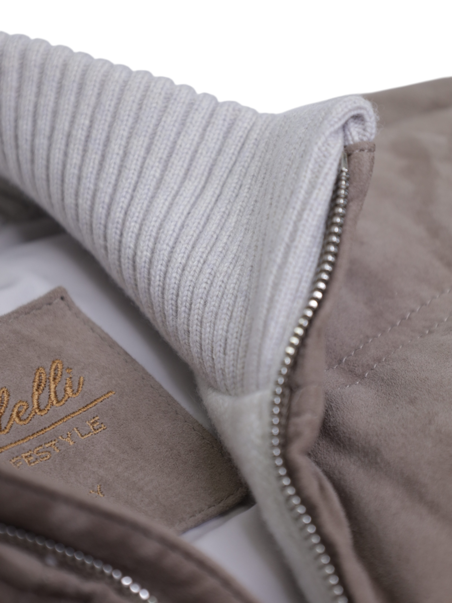 Mandelli Taupe Goat Suede Down-Padded Vest