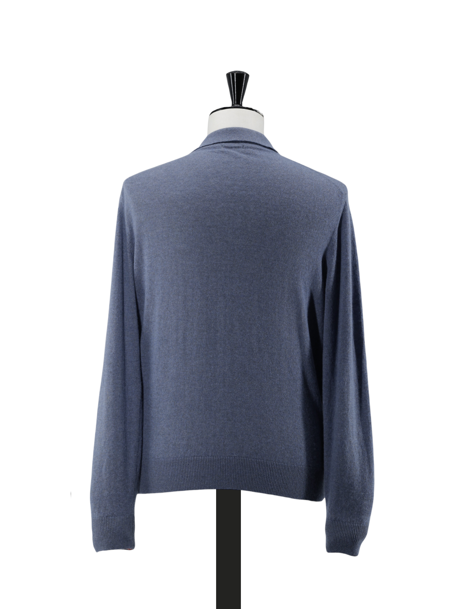 Cesare Attolini Steel Blue Cashmere & Linen Buttonless Long-Sleeve Polo
