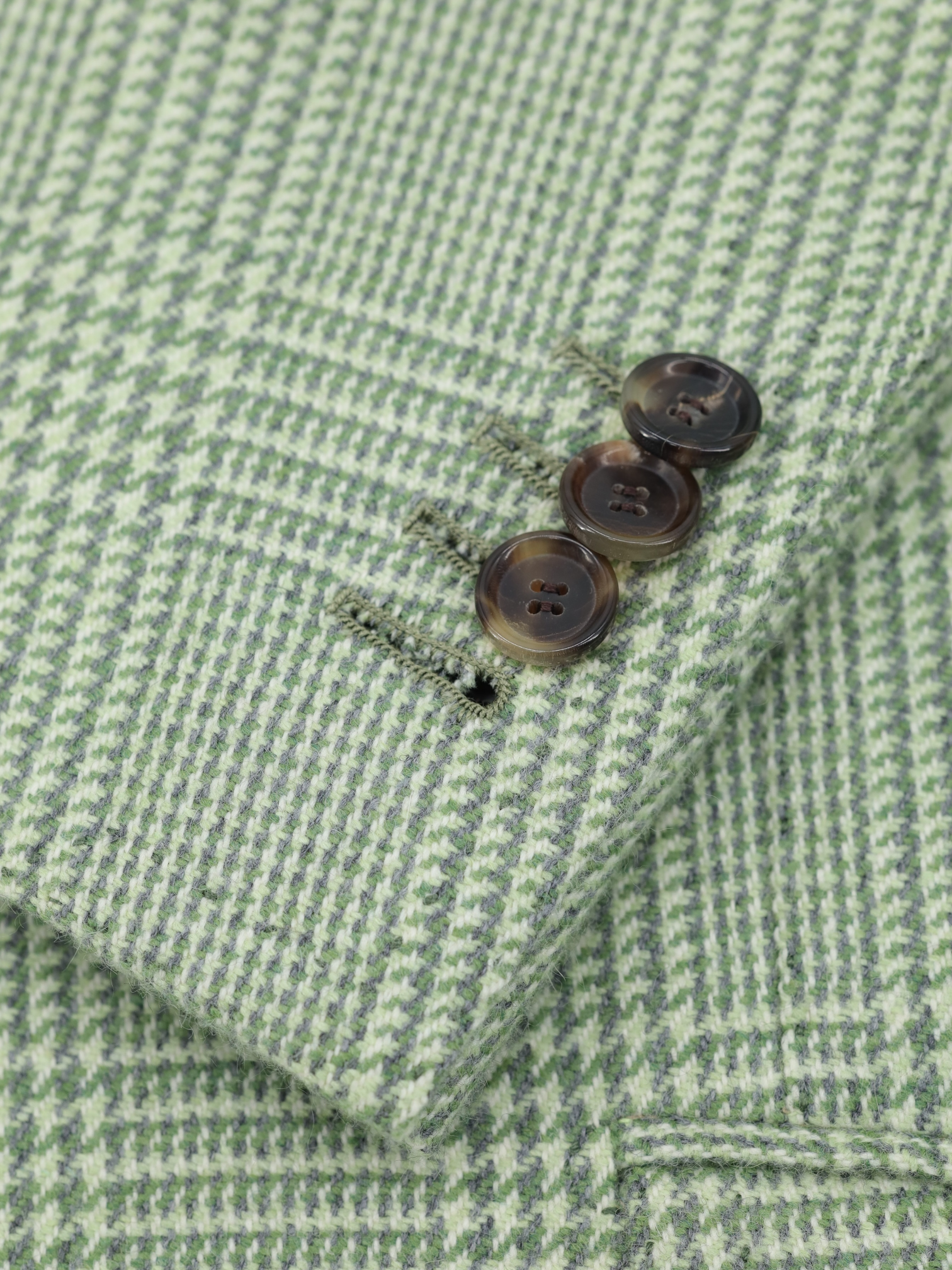 Cesare Attolini Pistache Green Lambswool Prince of Wales Jacket