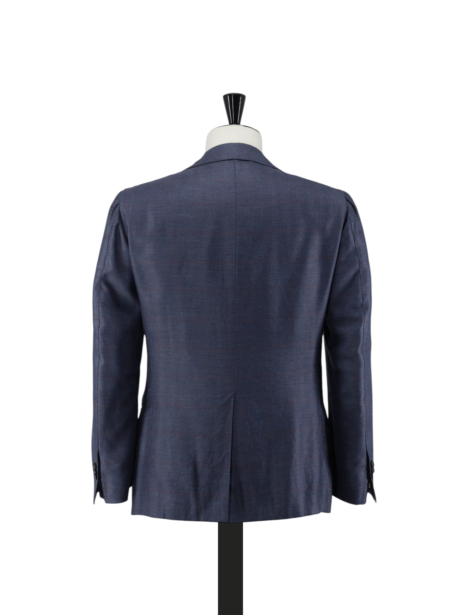 Cesare Attolini Steel Blue & Red Cashmere-Silk Windowpane Jacket