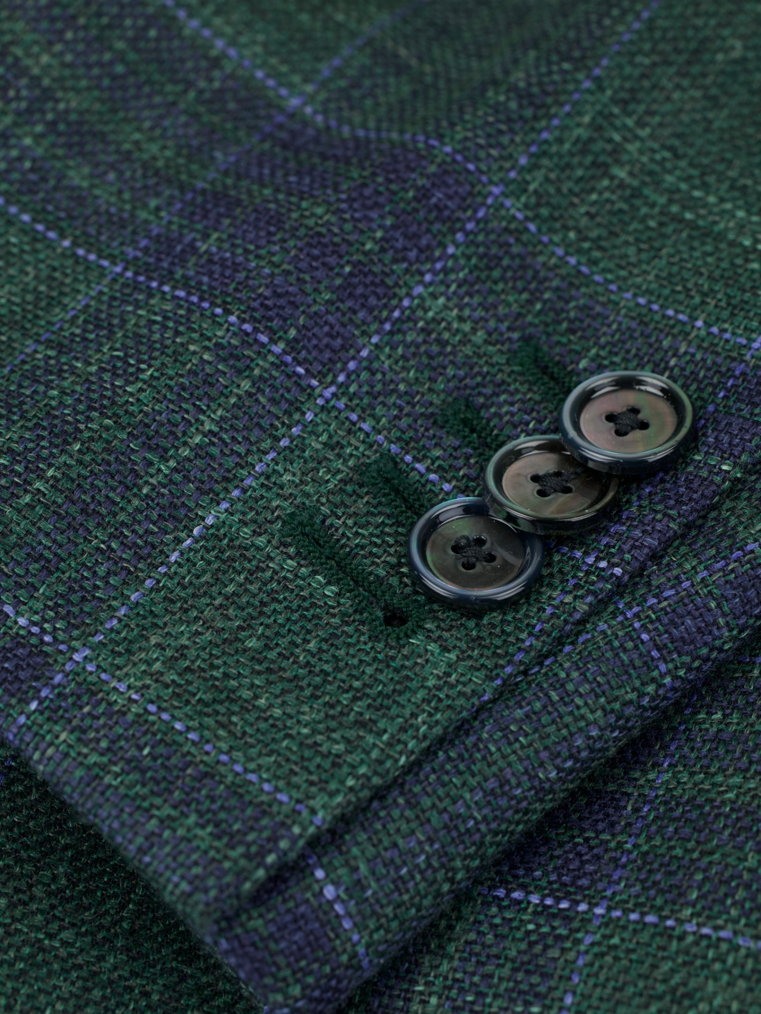 Caruso Bottle Green & Blue Wool, Silk & Linen "Summertime" Aida Jacket