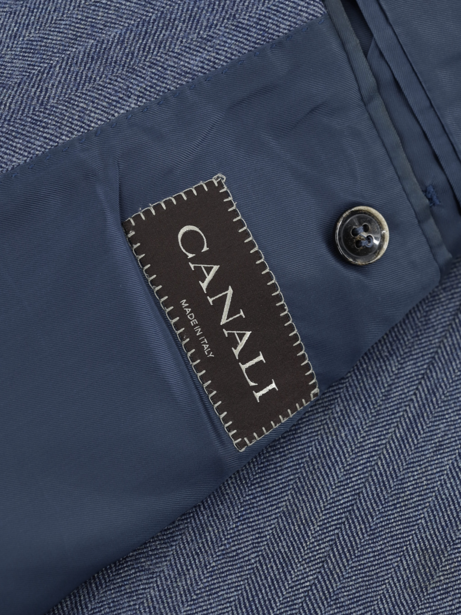 Canali Steel Blue Brushed-Wool Herringbone Jacket