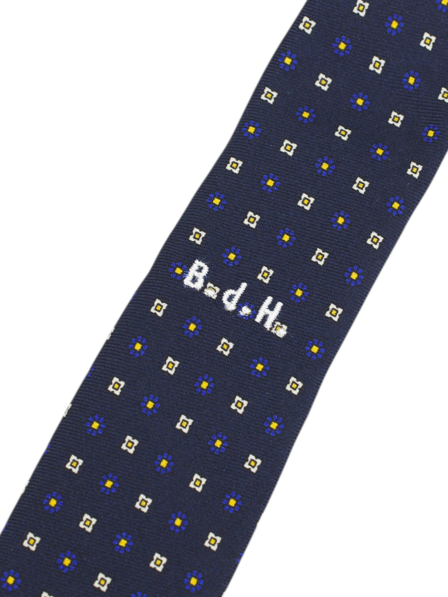 Marzullo 5-Fold Navy & Yellow Silk Geometric Tie