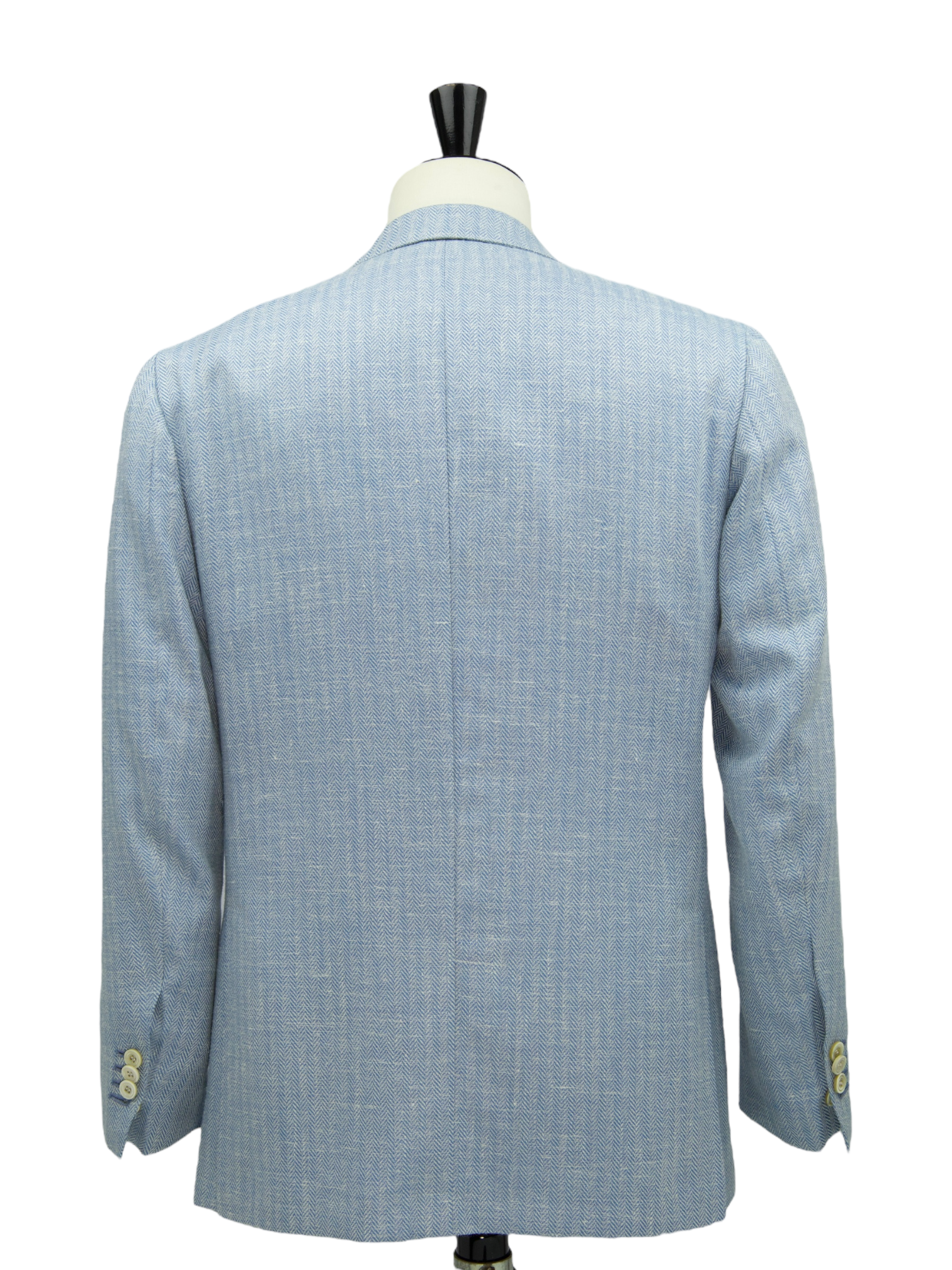 Kiton Light Blue Wool, Silk, Linen, Cashmere & Polyamide Herringbone Jacket