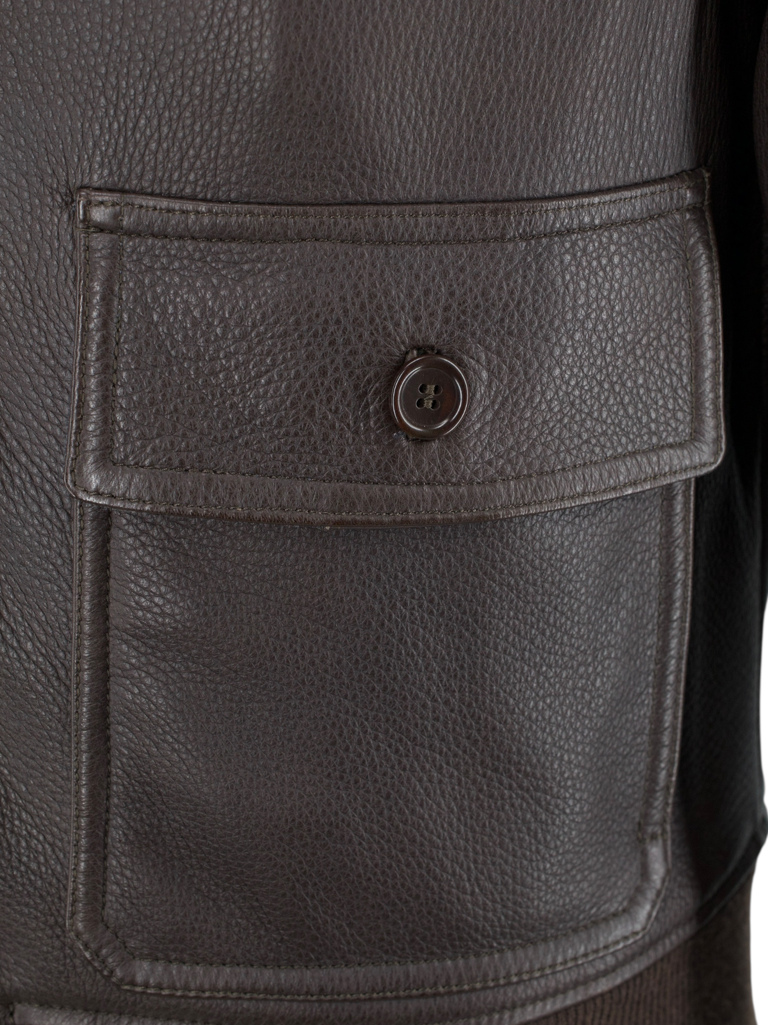 Doriani Dark Brown Grain Leather Blouson Jacket