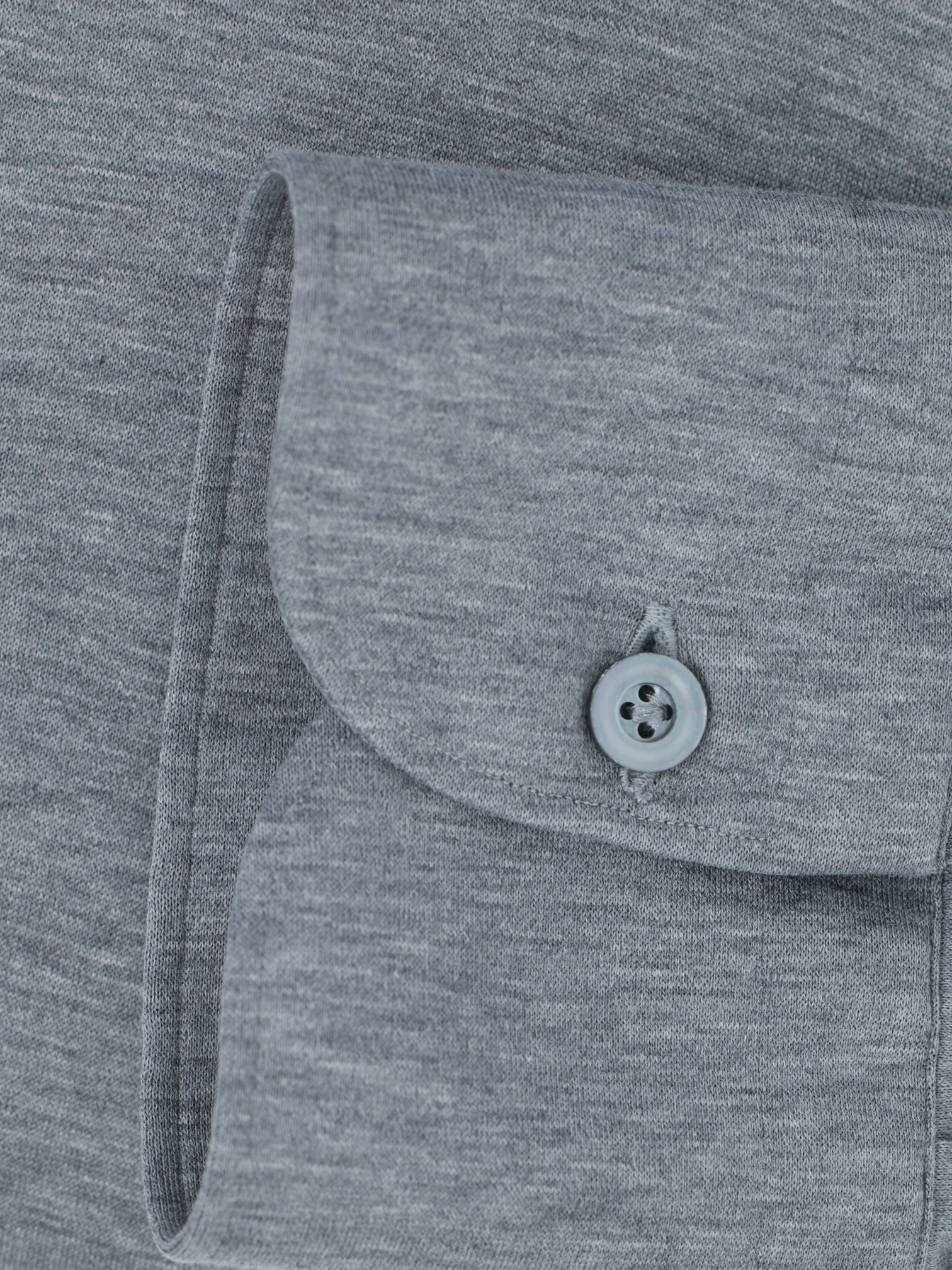 Fray Grey Cotton Jersey Knitted Button-Down Shirt