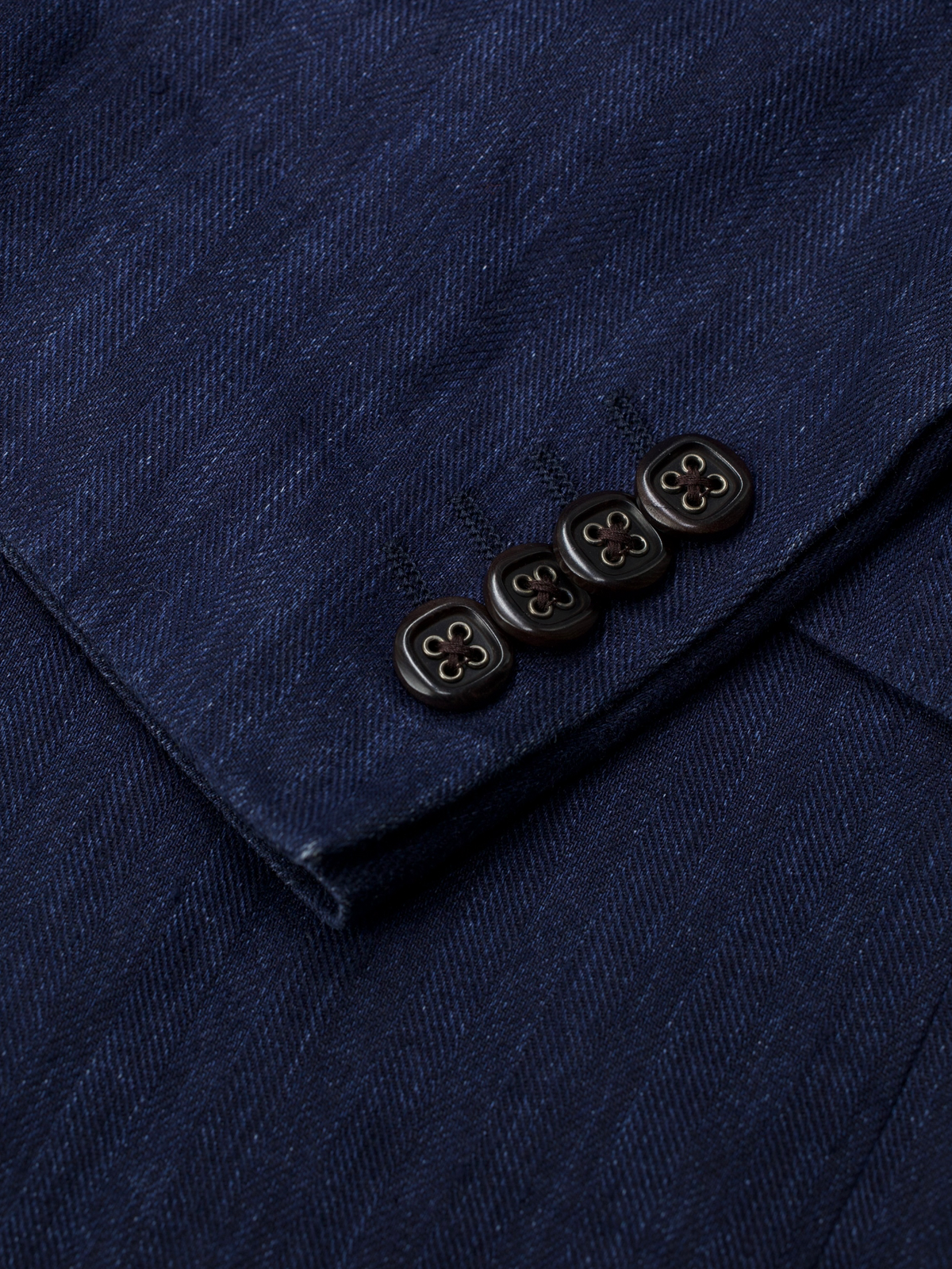 Etro Milano Denim Blue Pure Linen Herringbone Suit