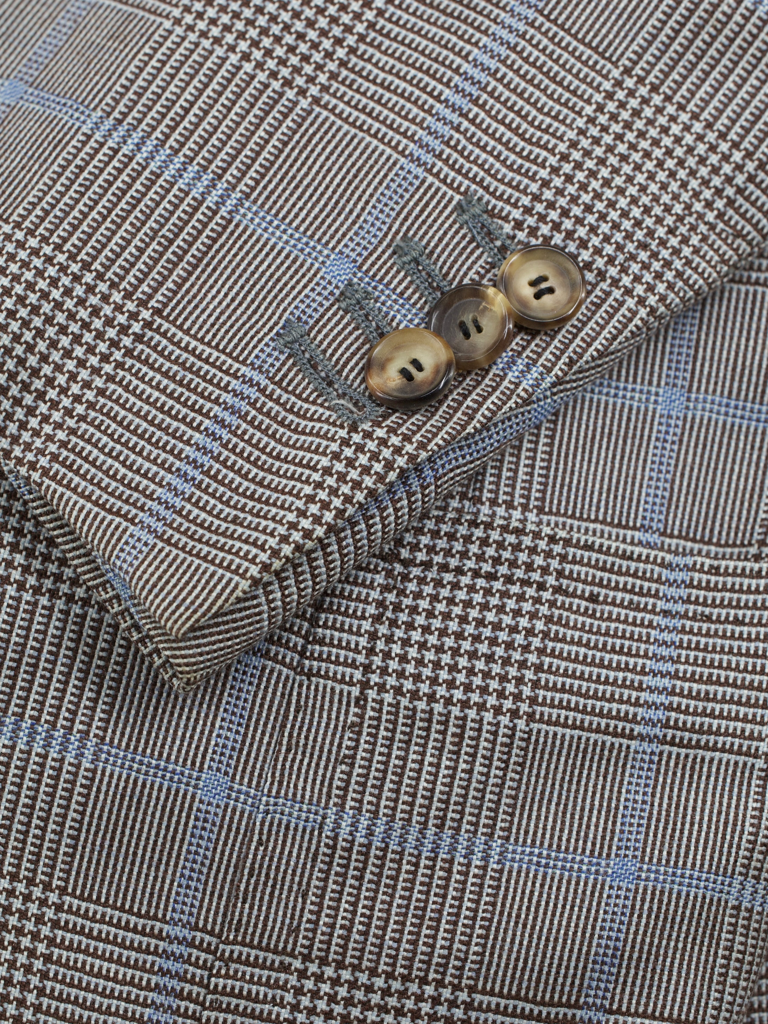 Cesare Attolini Taupe & Light Blue Cashmere & Silk Prince of Wales Jacket
