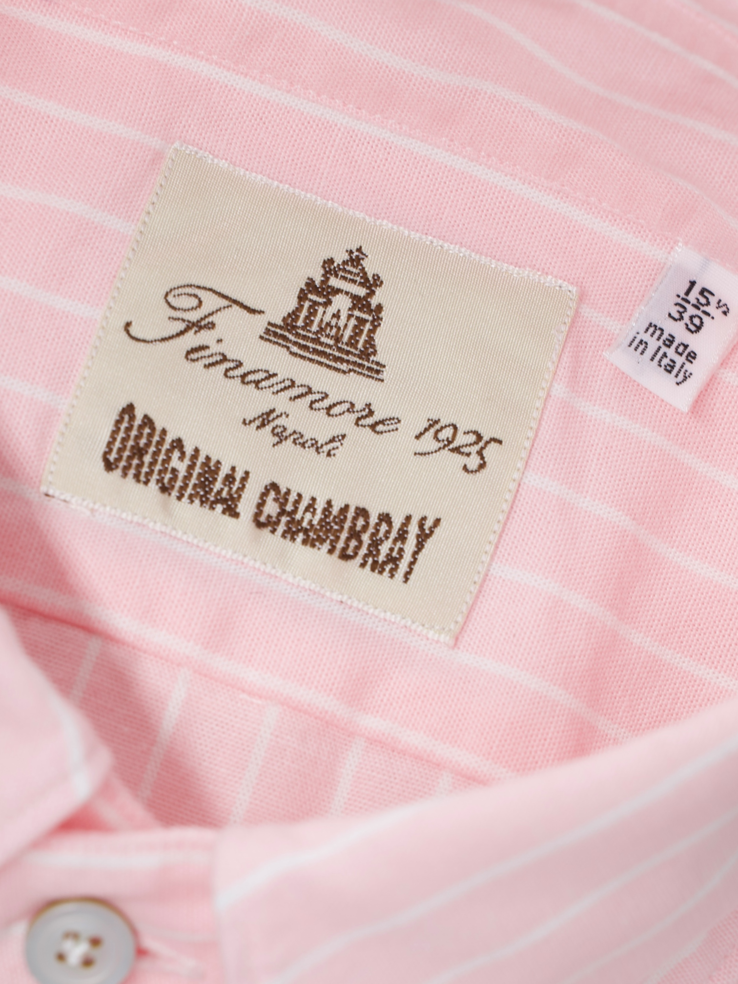 Finamore Pink Heavyweight Chambray Cotton Button-Down Shirt