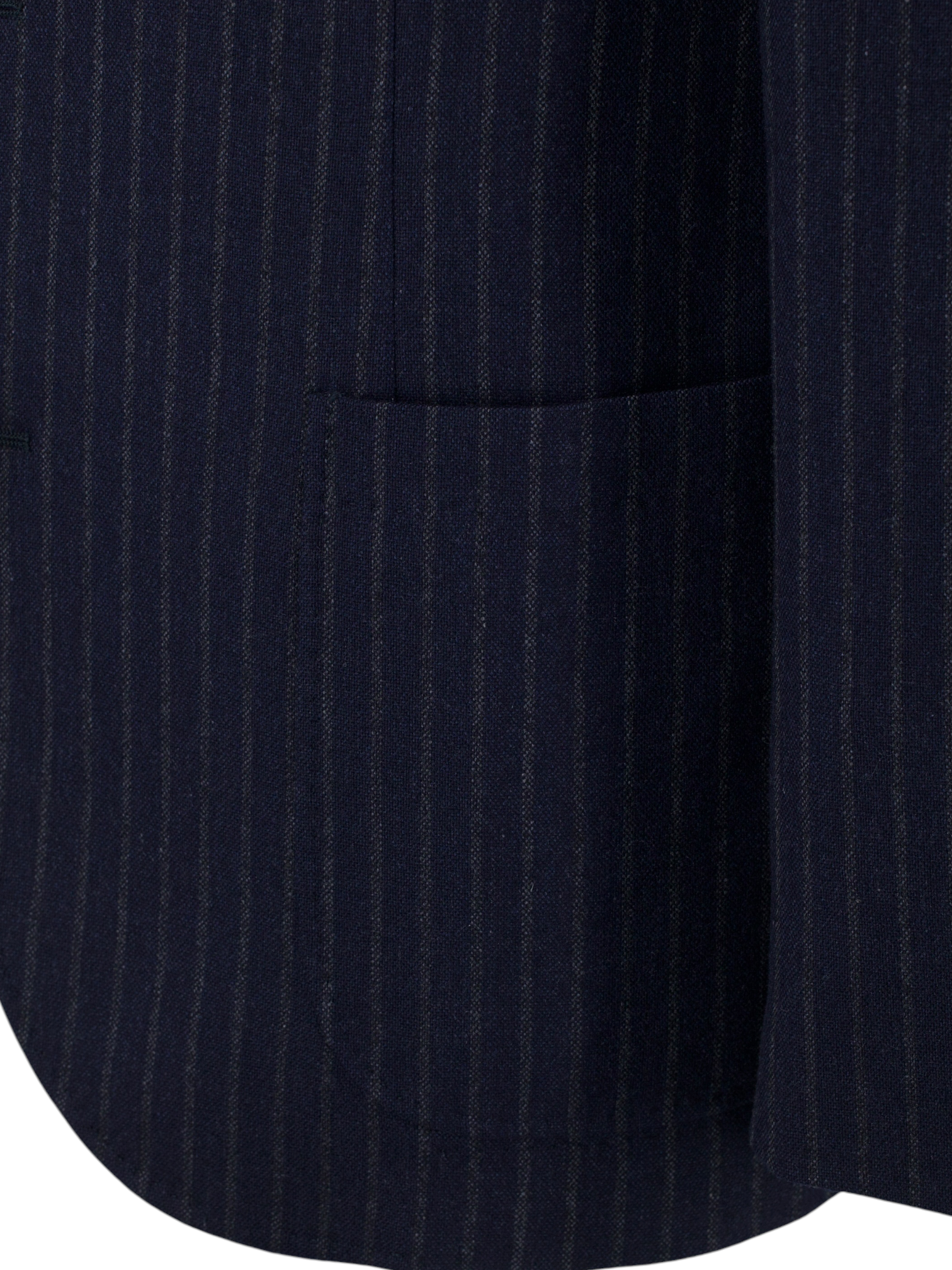 Brunello Cucinelli Navy & Light Brown Wool, Mohair & Cashmere Pinstripe Jacket