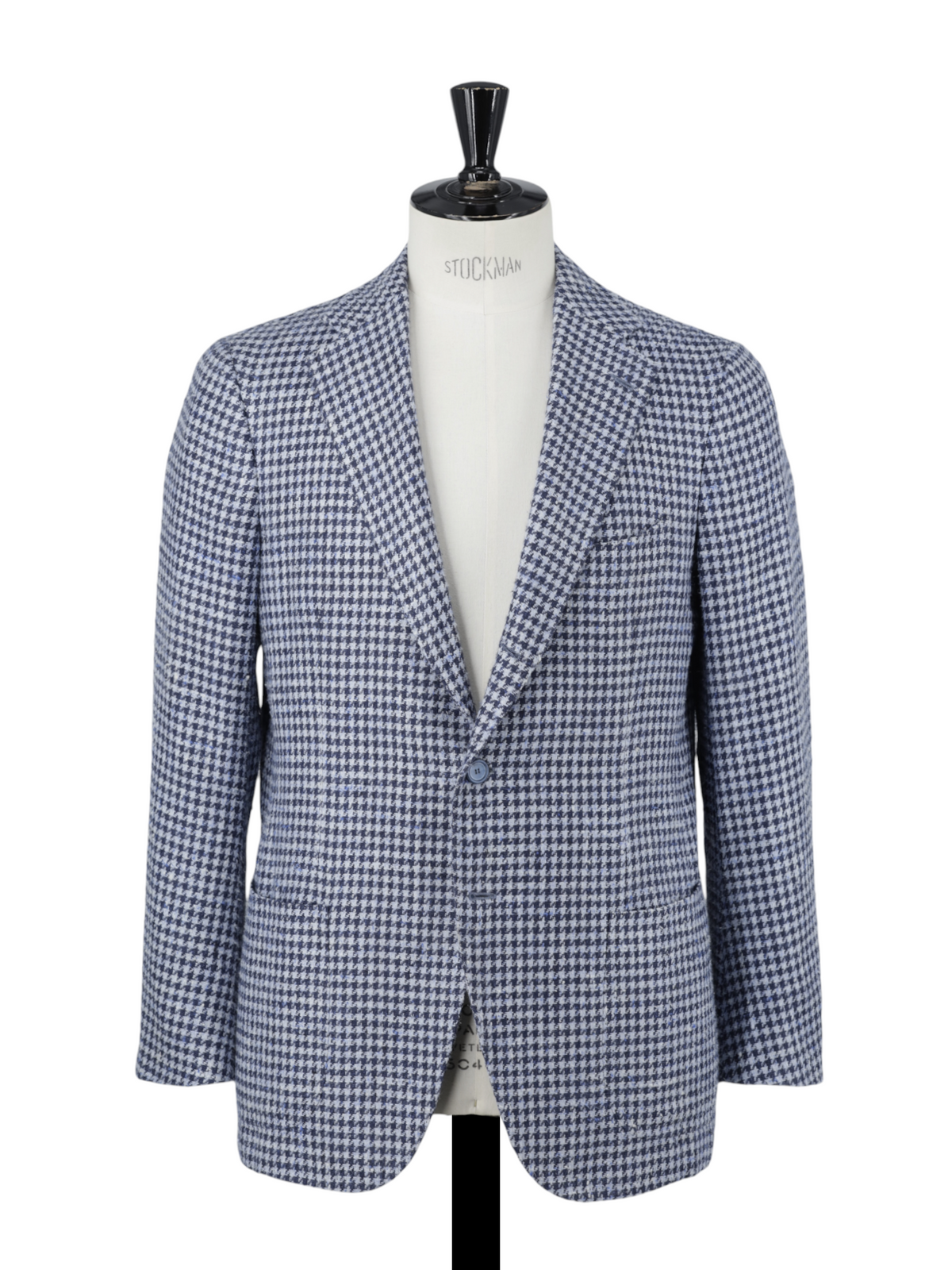 Cesare Attolini Indigo Blue Silk & Wool Bouclé Houndstooth Jacket