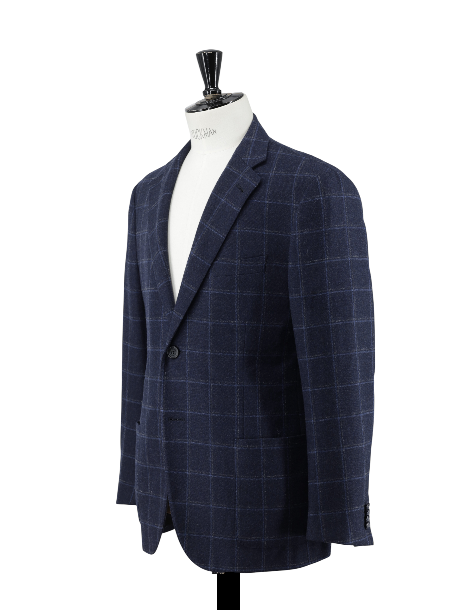 Corneliani Dark Blue Brushed Wool & Cashmere Windowpane Jacket