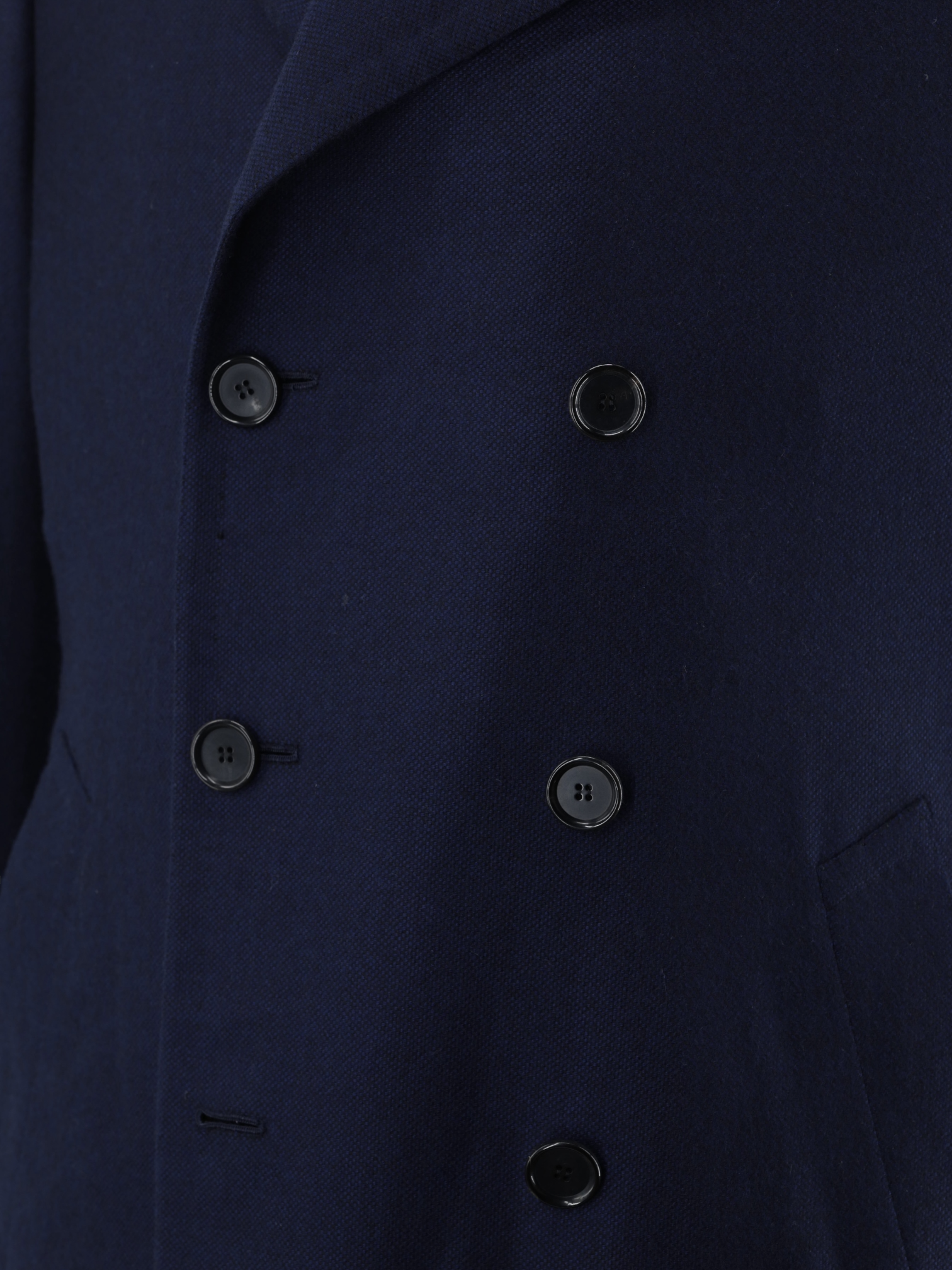 Cesare Attolini Navy Pure Cashmere Double Breasted Micro-Pattern Peacoat