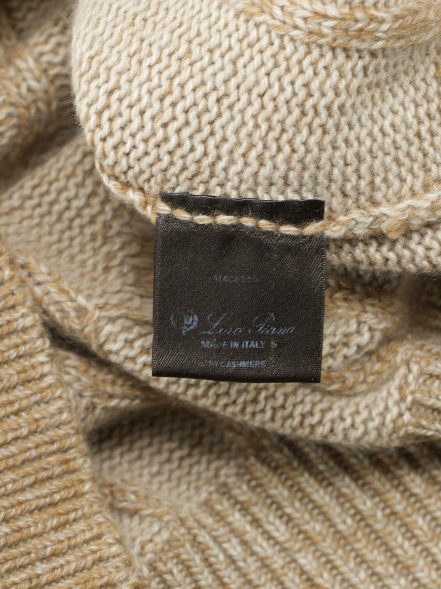 Loro Piana Light Brown Baby-Cashmere Cable-Knit Roundneck