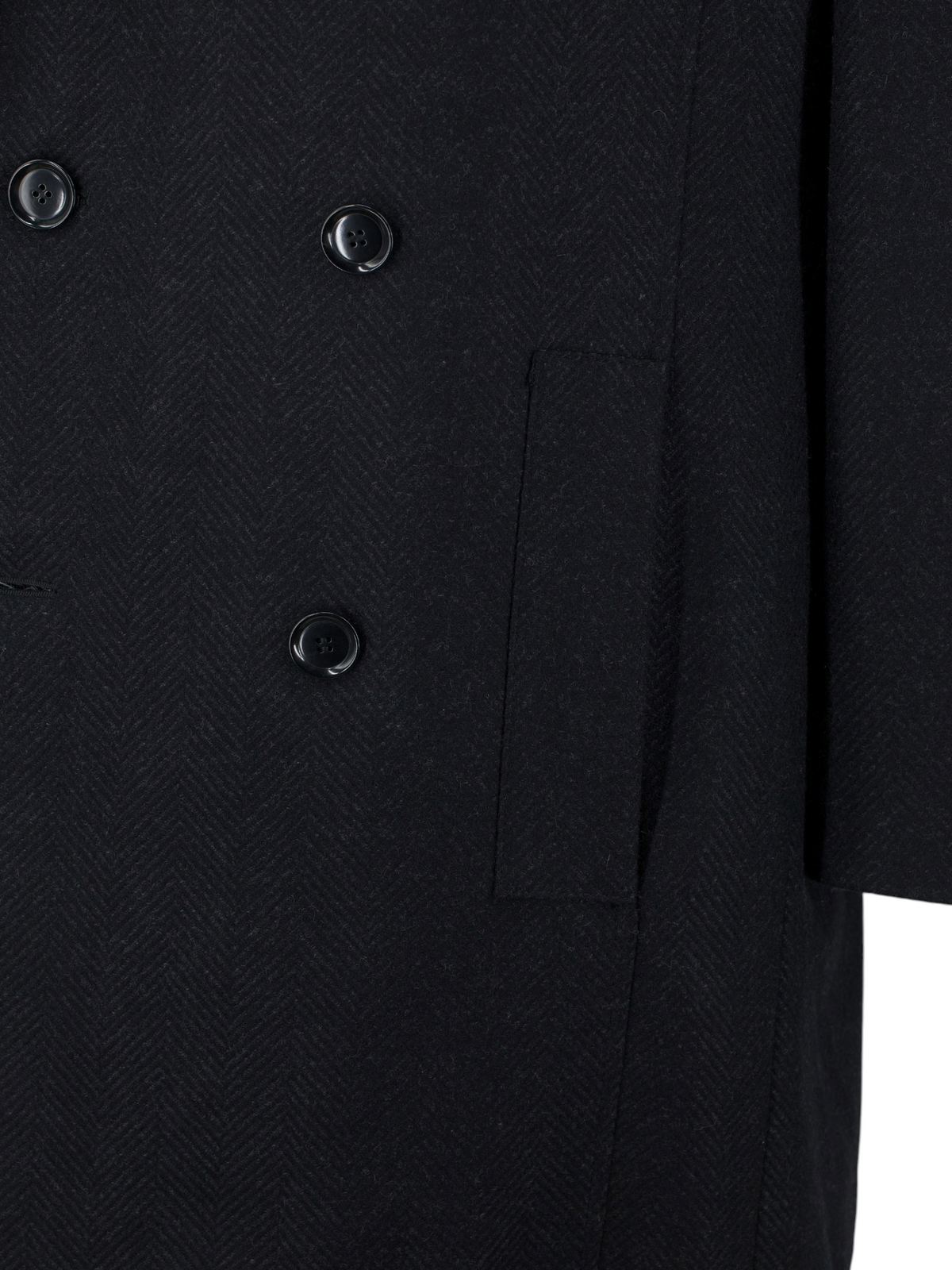 Pal Zileri Dark Grey Wool-Cashmere & Fur-Collar Herringbone Overcoat