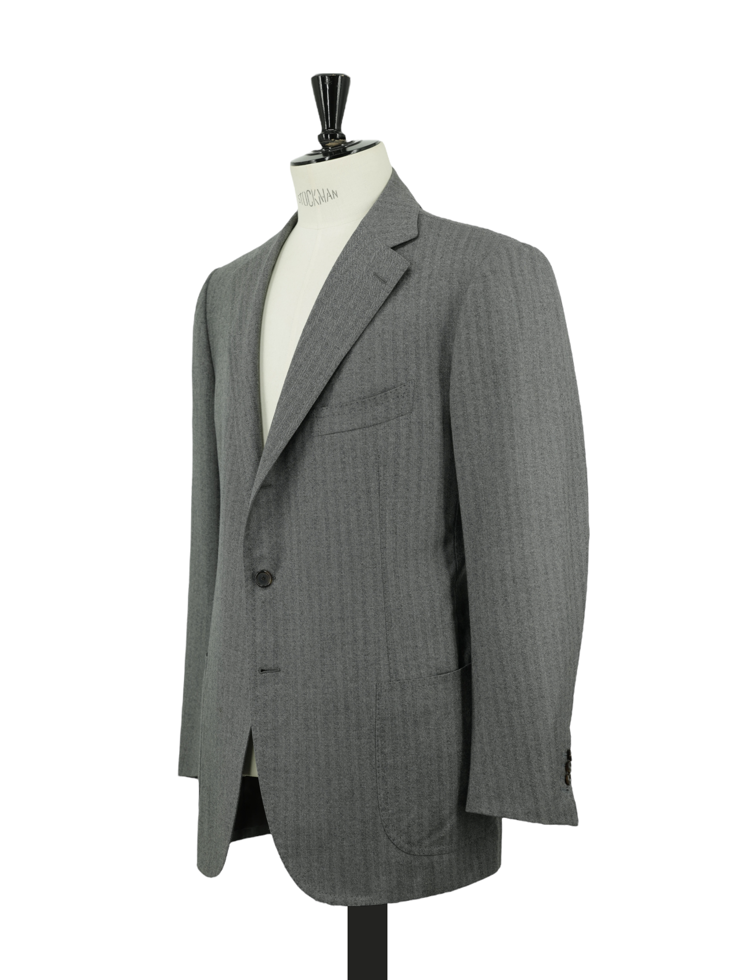Cesare Attolini Grey Wool Herringbone Winter Jacket