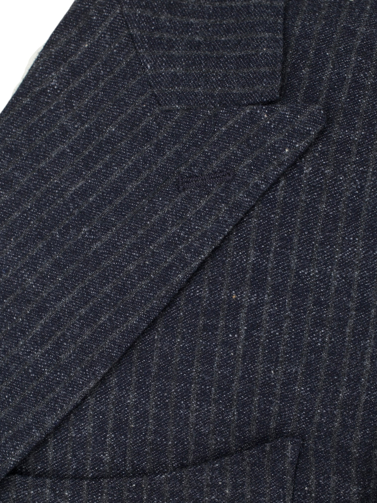 Luigi Borrelli Grey Brushed Wool, Cotton & Linen Double-Breasted Pinstripe Jacket