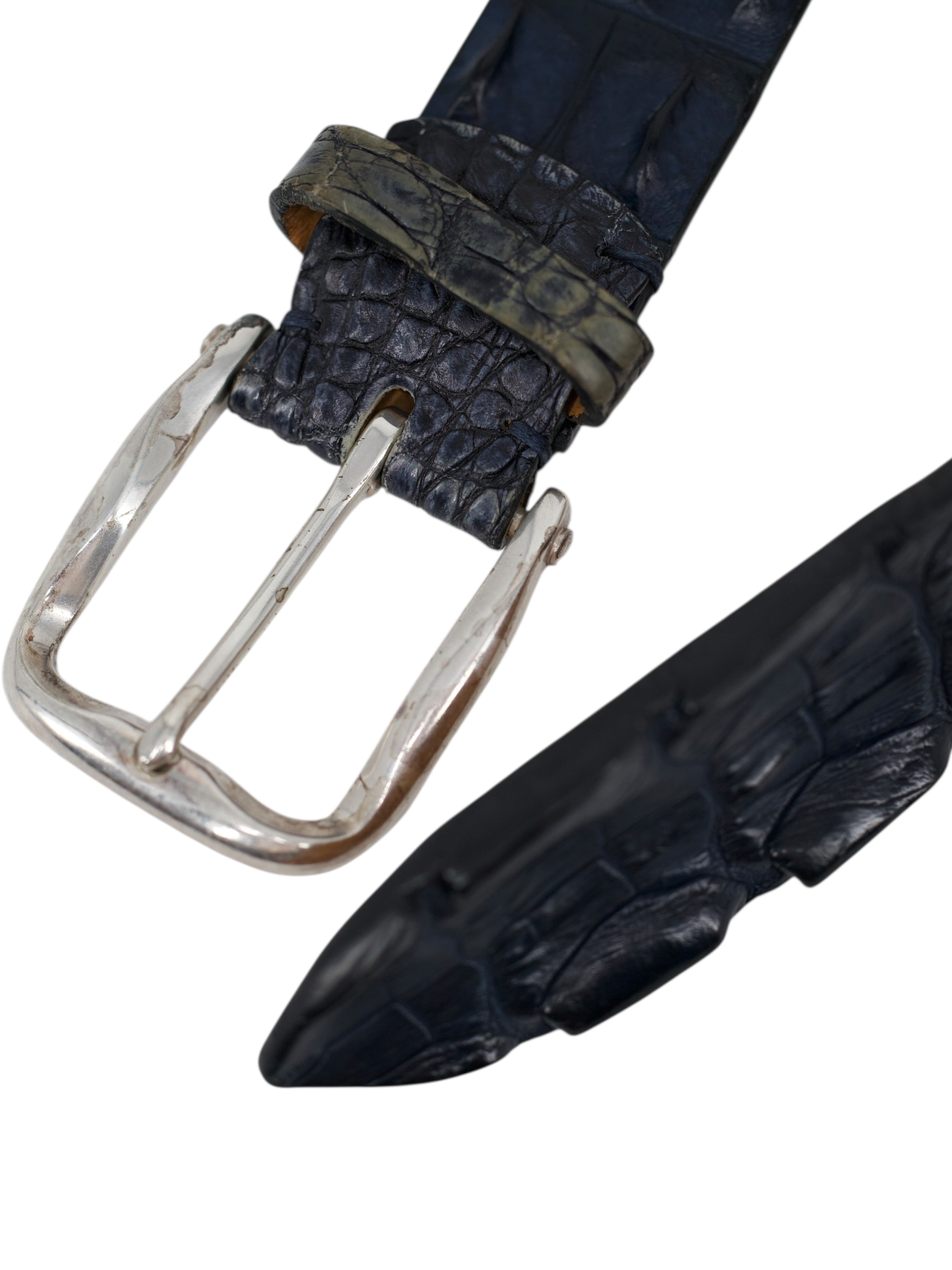 D'Amico Dark Blue Genuine Crocodile Leather Belt