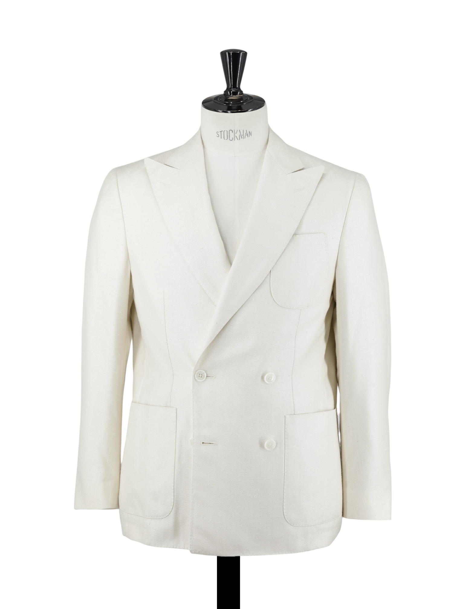 Corneliani Ivory Double Breasted Shantung-Silk Jacket