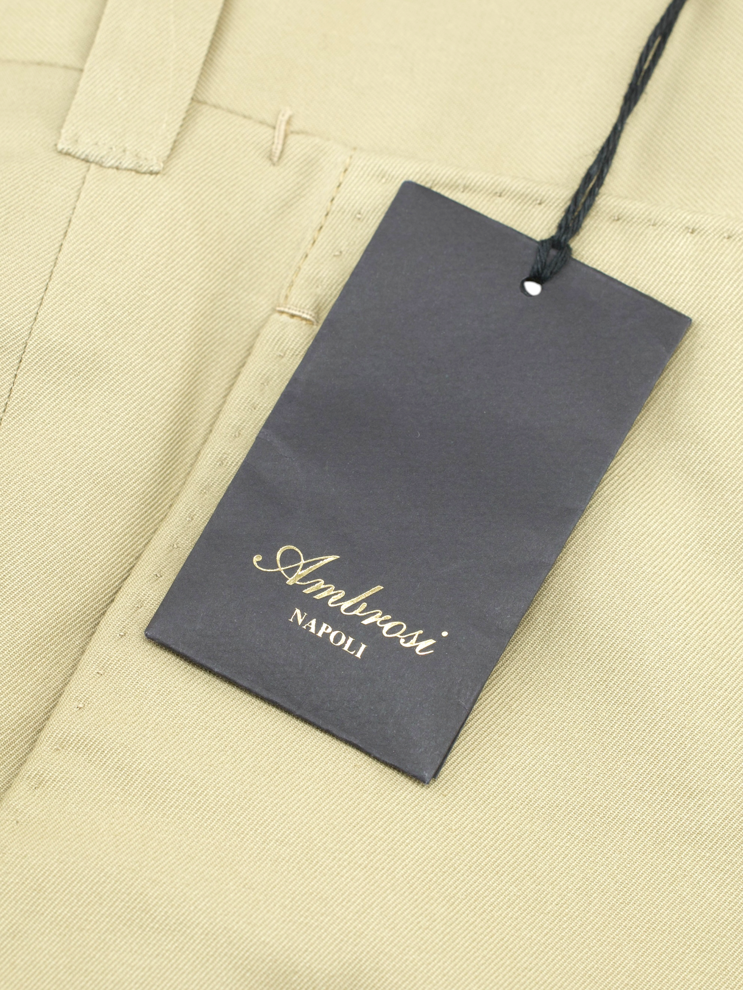 Ambrosi Beige Pure-Cotton Twill Sartorial Summer Trousers