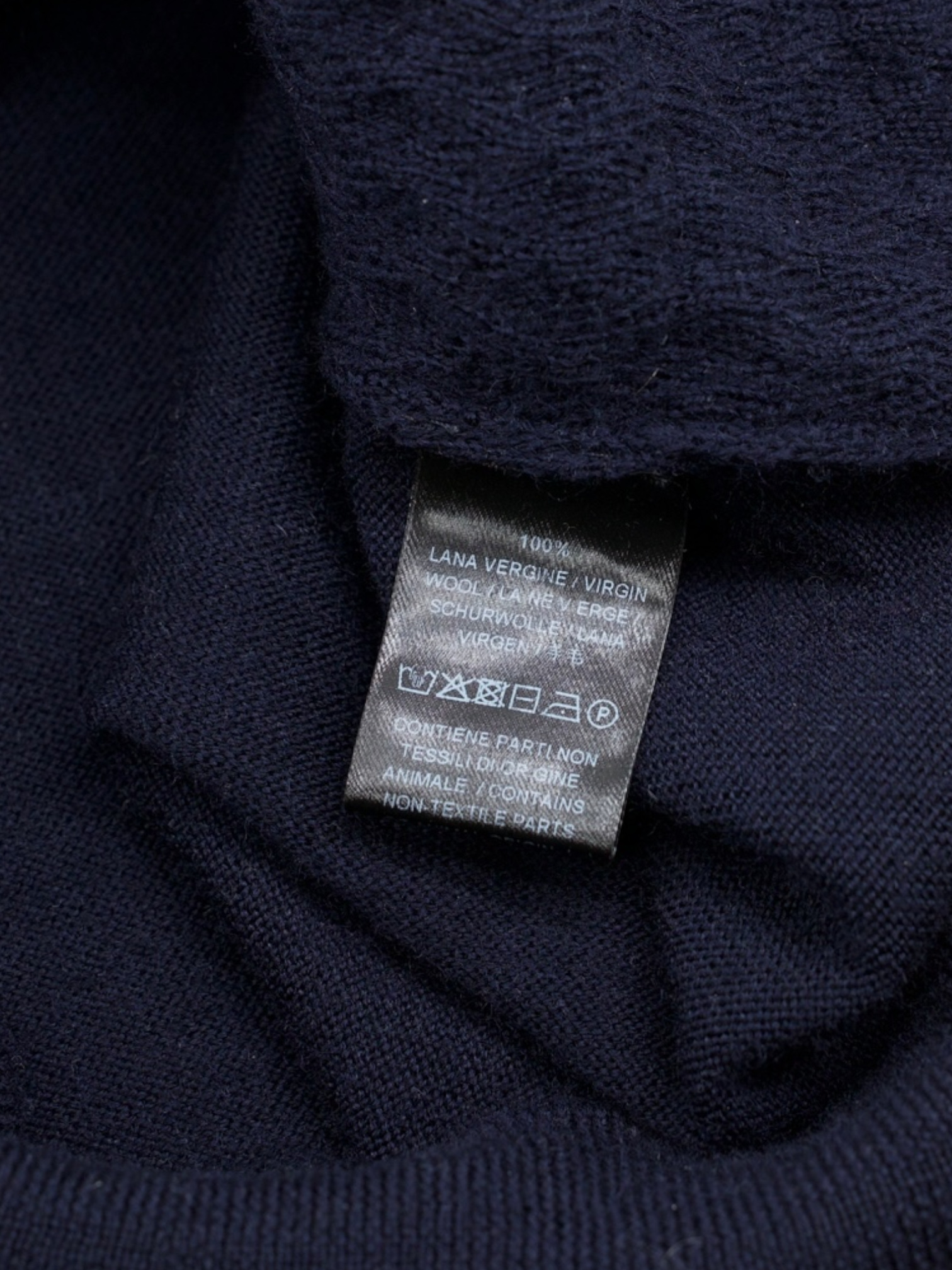 Corneliani Navy Virgin-Wool Long-Sleeve Polo Knitwear