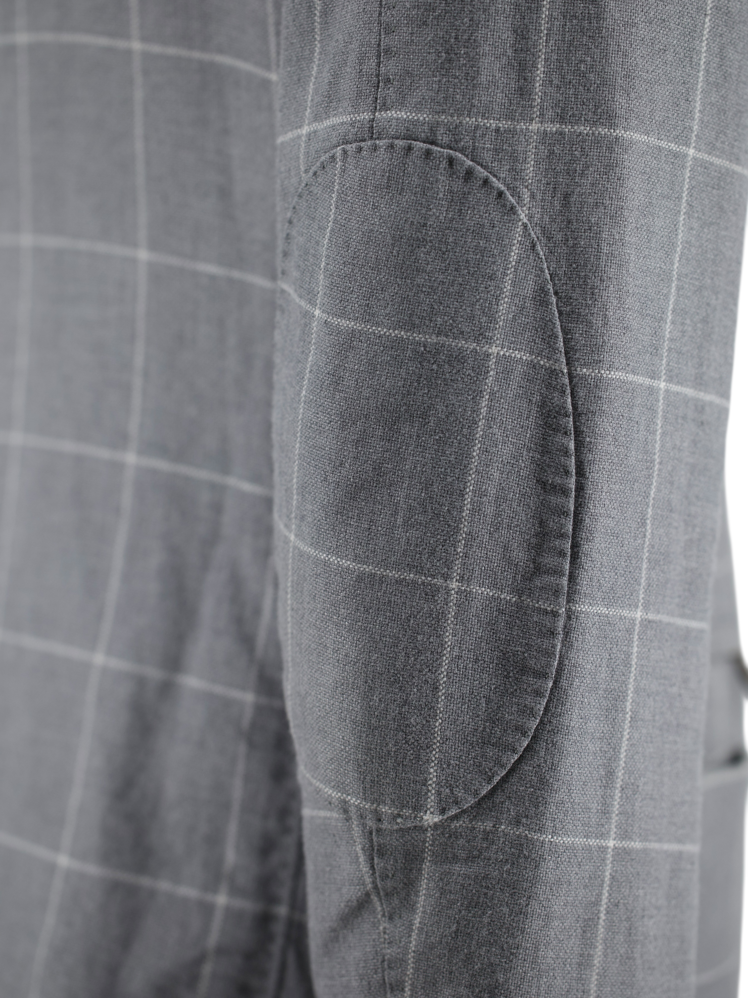 Ermenegildo Zegna Light Grey Linen & Cotton Windowpane Jacket