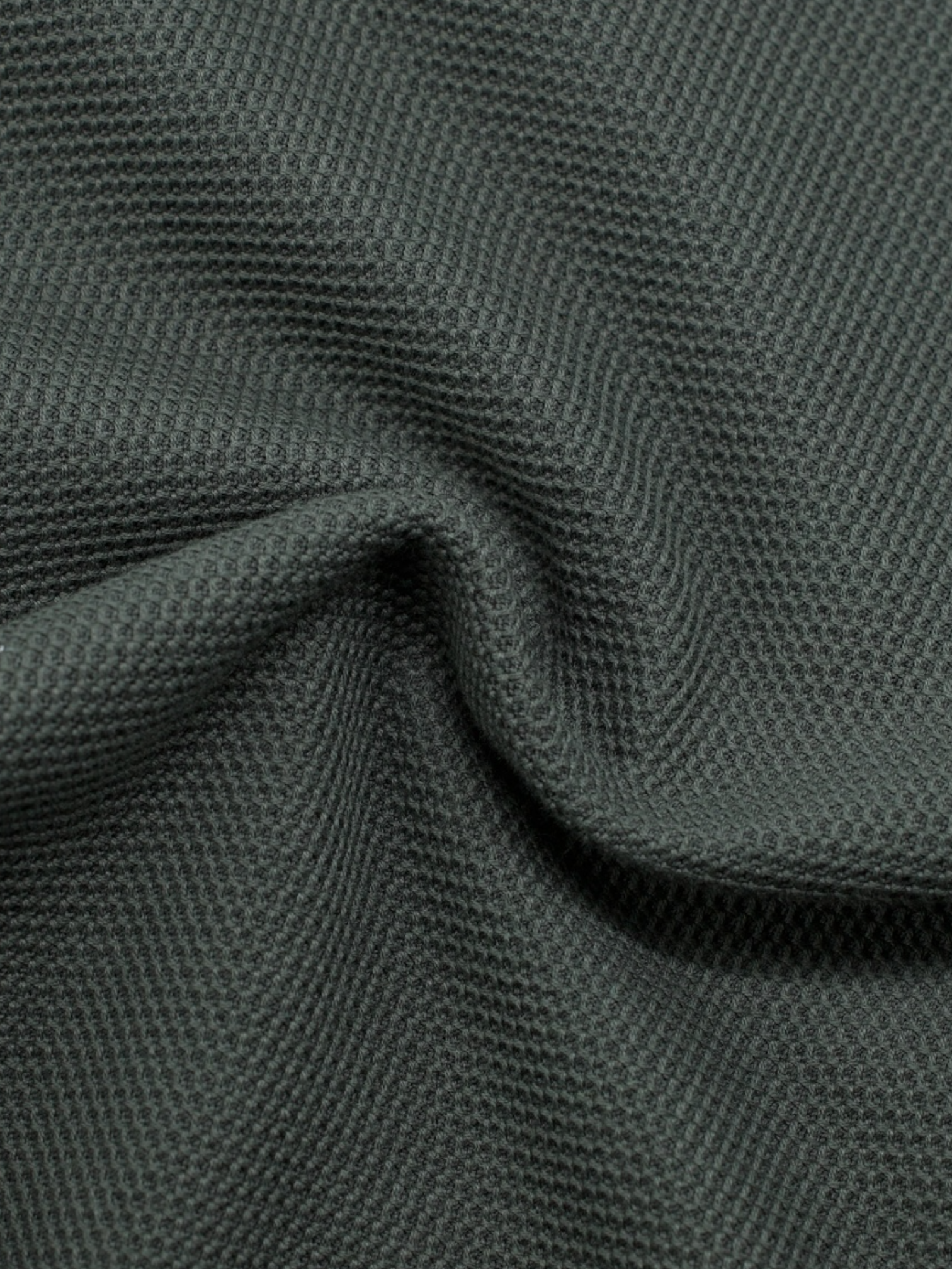 Loro Piana Olive Green Cotton Piqué Long-Sleeve Pop-Over Shirt