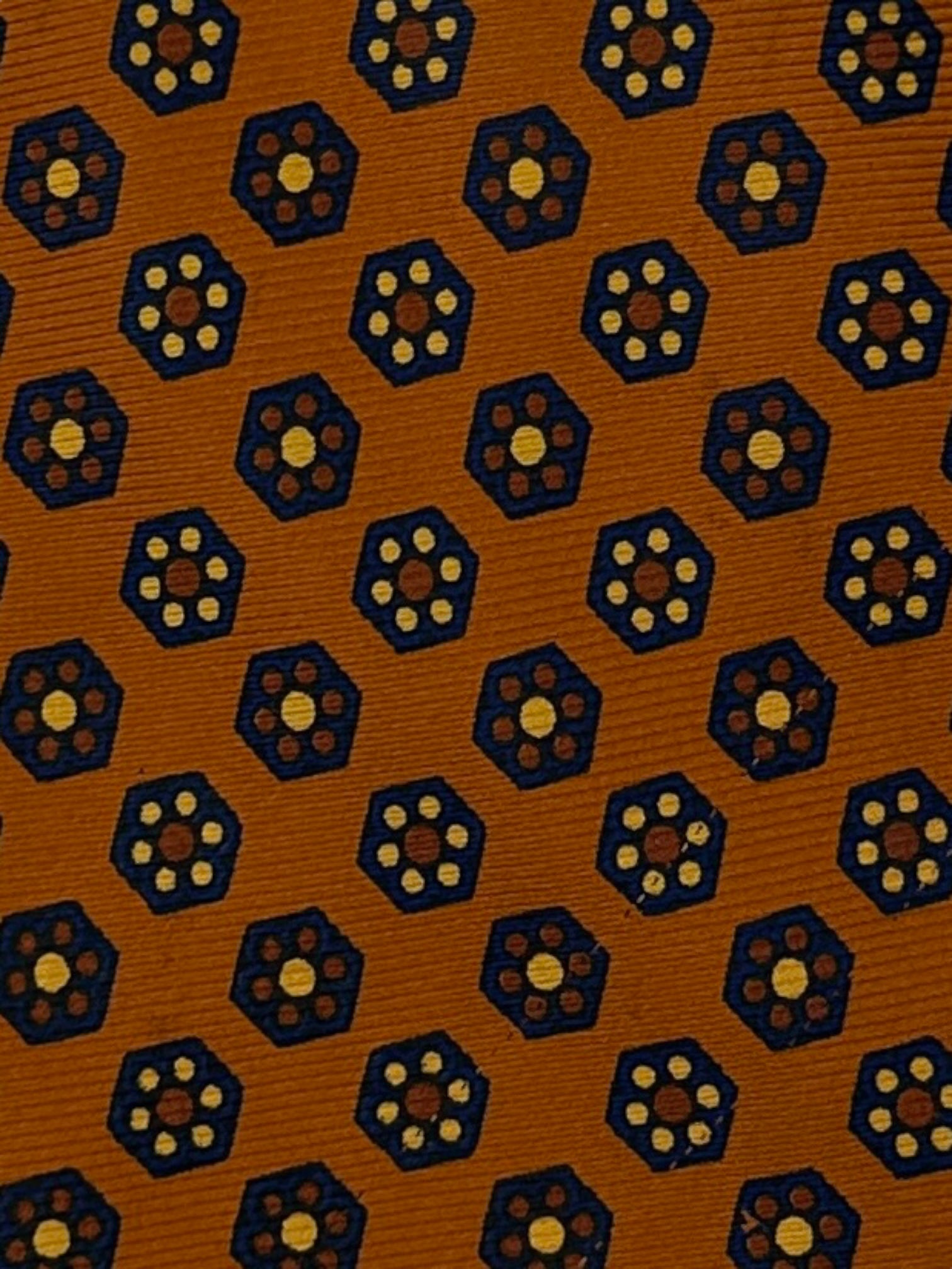E. Marinella 7-Fold Orange Geometric Silk Tie