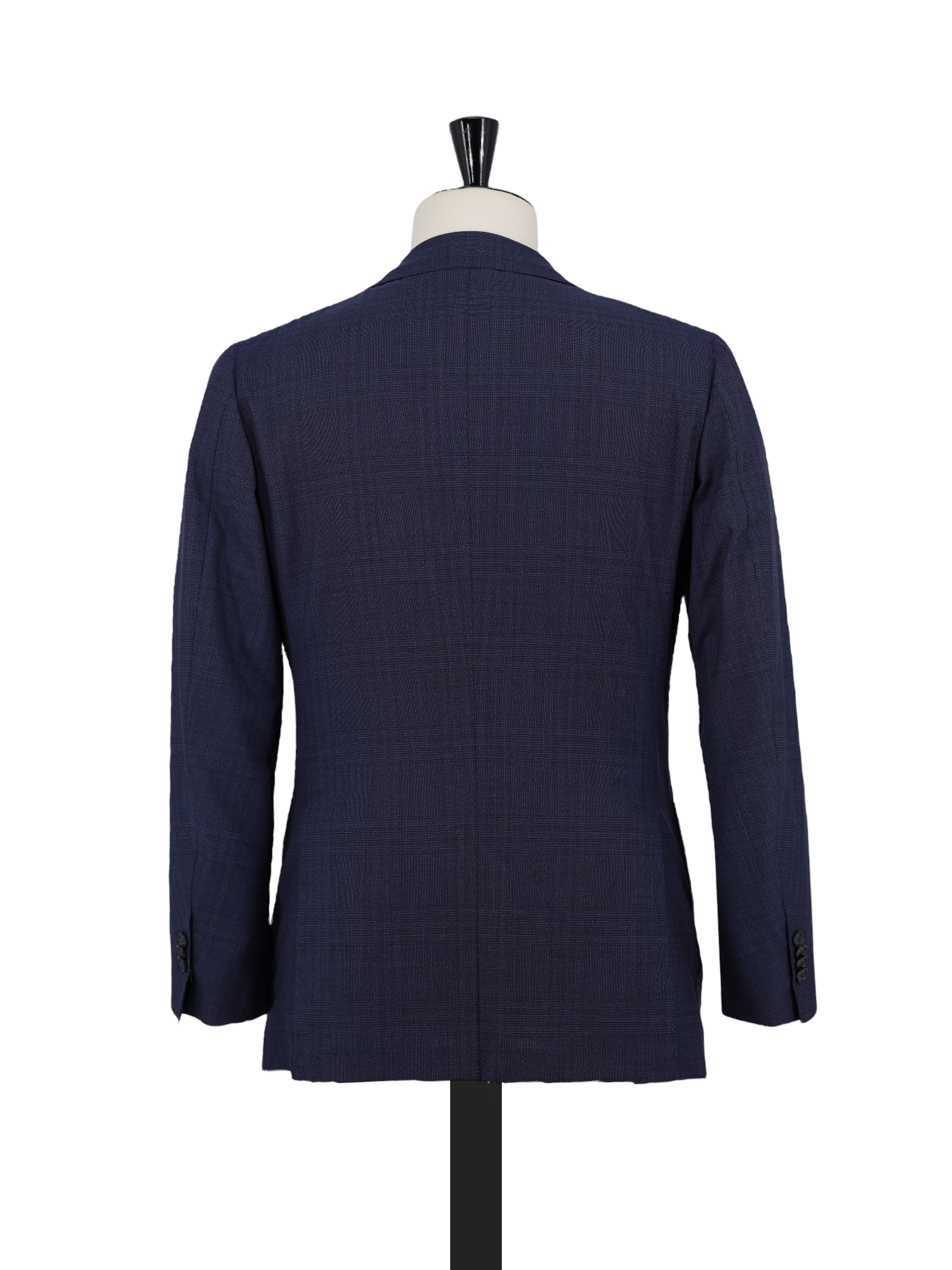 Cesare Attolini Dark Blue Cool-Wool Shadow Check Jacket