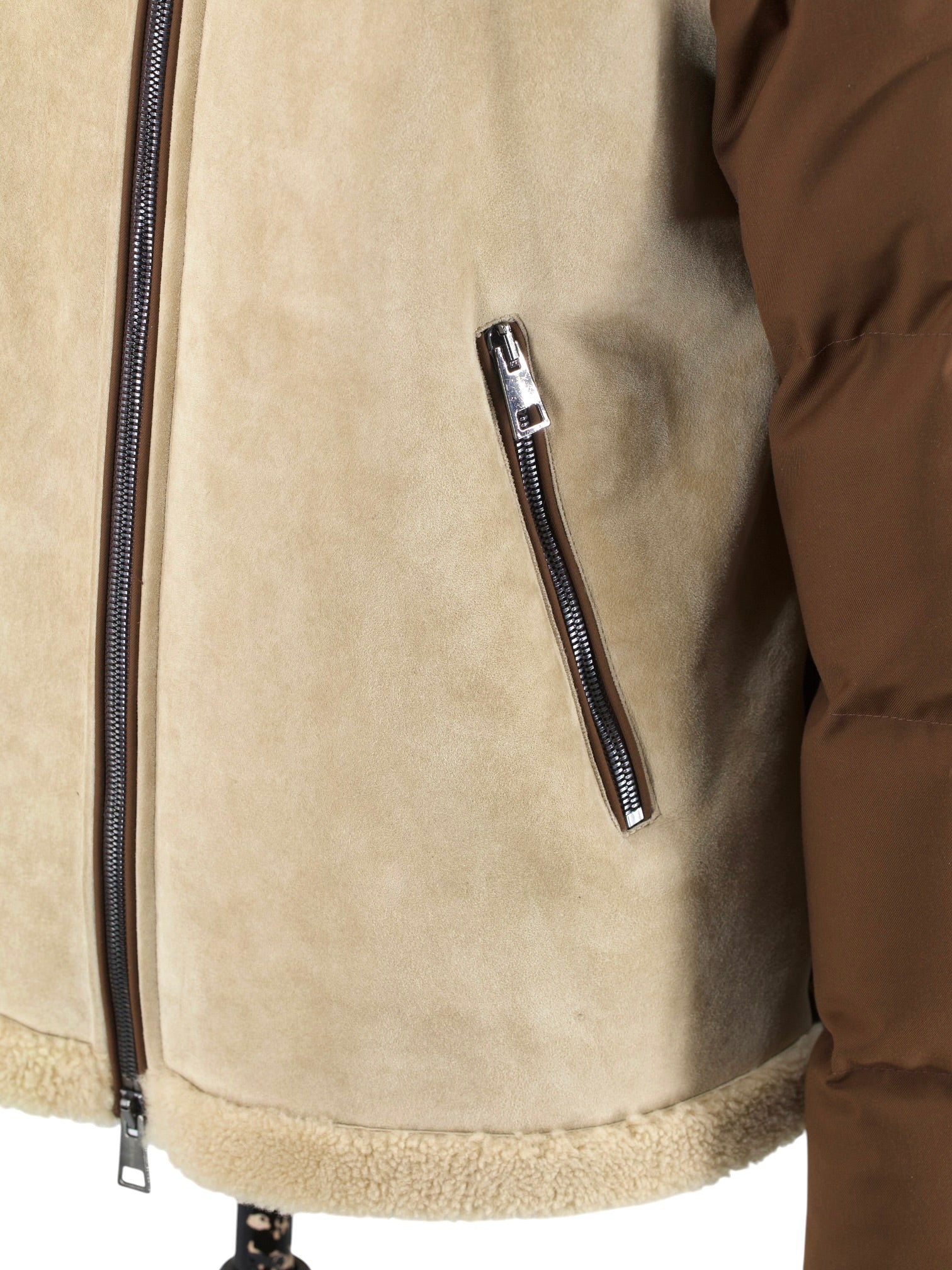 Kiton Brown Lambskin-Lammy & Waterrepellent Sartorial Puffer Jacket