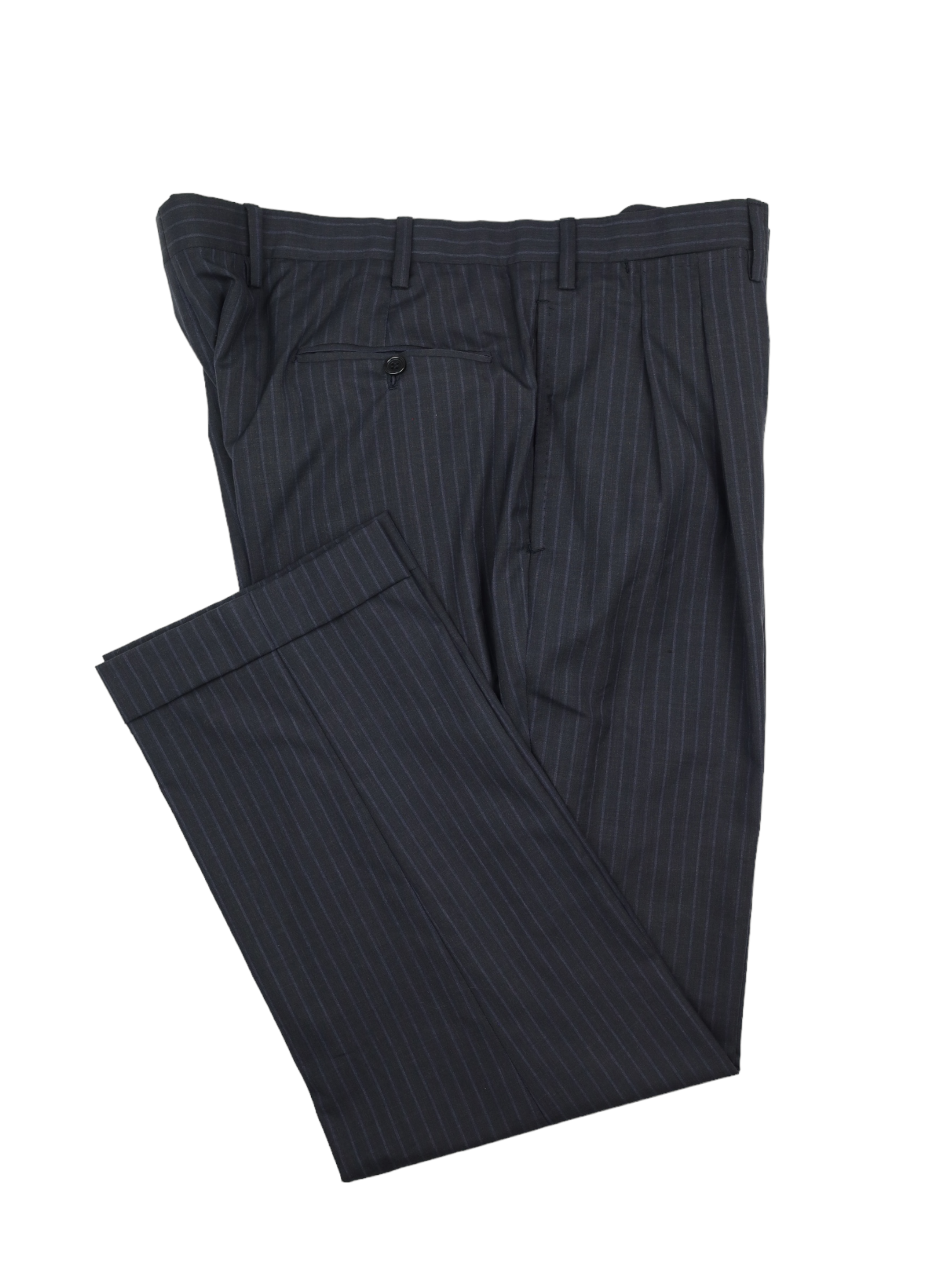 Kiton Dark Grey Super 180's "Blanc Blu" Pinstripe Suit