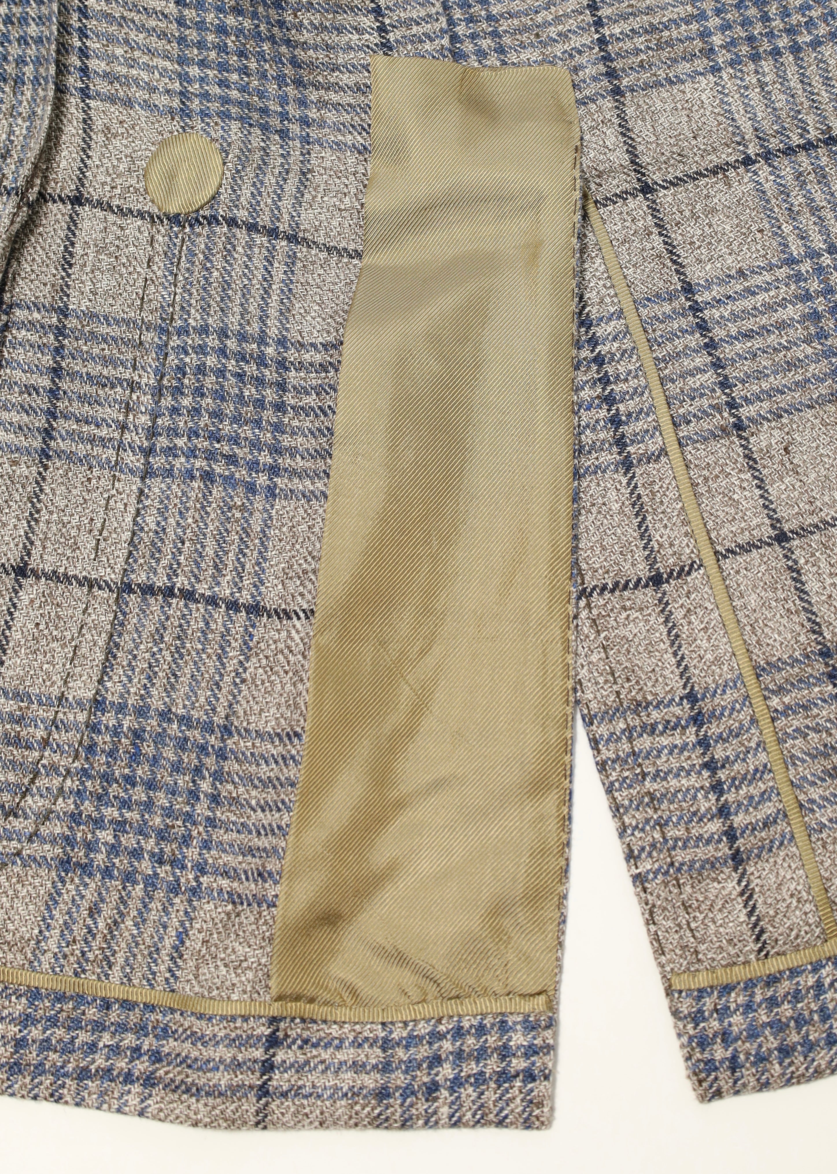 Cesare Attolini Taupe Windowpane Linen Blazer