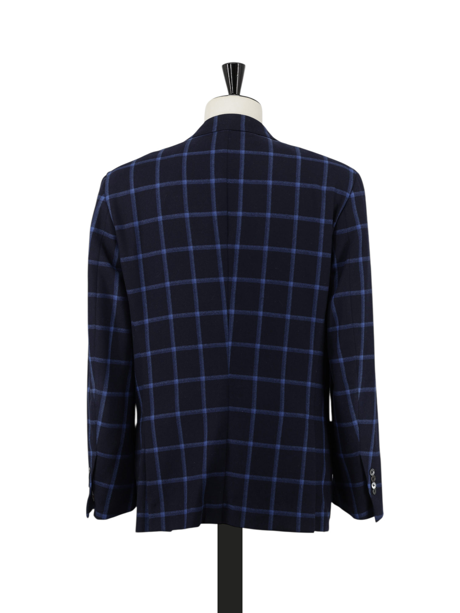 Isaia Navy & Azure Blue Wool Windowpane Jacket