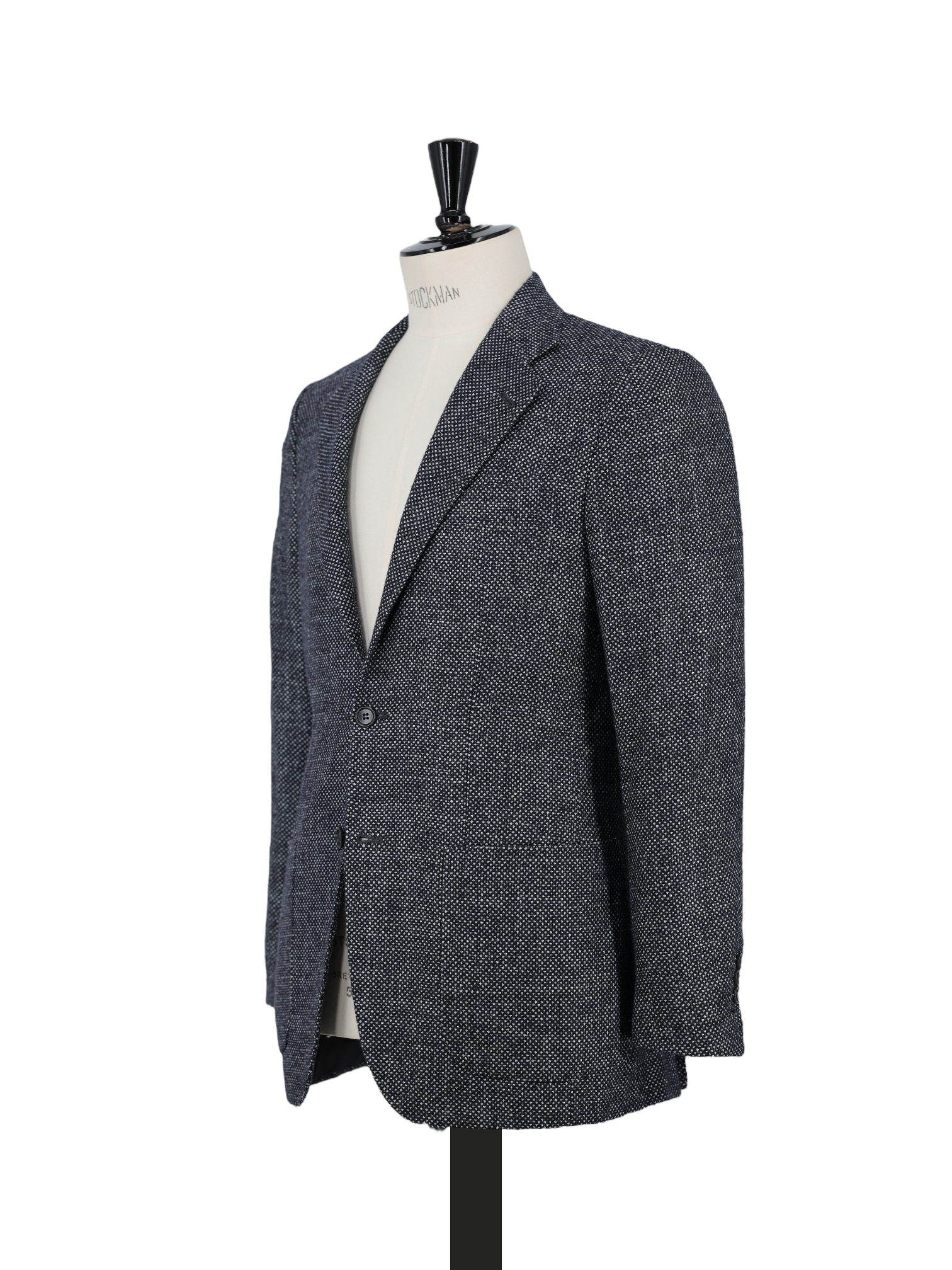 Kiton Black & Grey Cashmere, Silk & Stretch Micro-Pattern "Cipa" Jacket